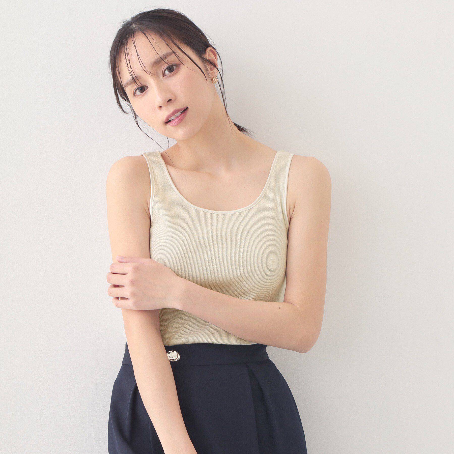 index「前後2WAY サテンパイピングリブタンクトップ【洗濯機洗い可】」|キャミソール|