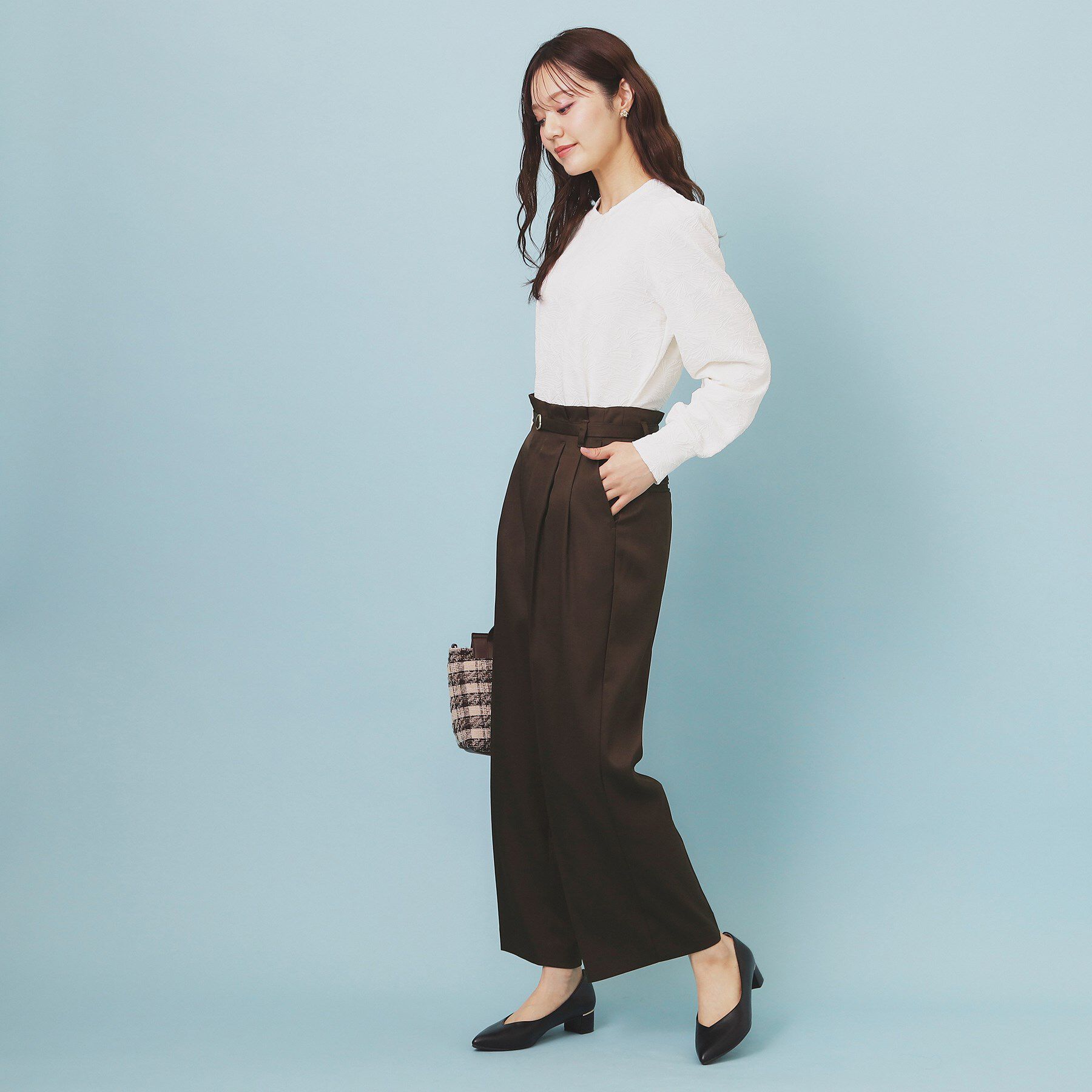 index「ベルト付き2タックワイドパンツ【洗濯機OK/ストレッチ/防シワ/イージーアイロン】」|その他|