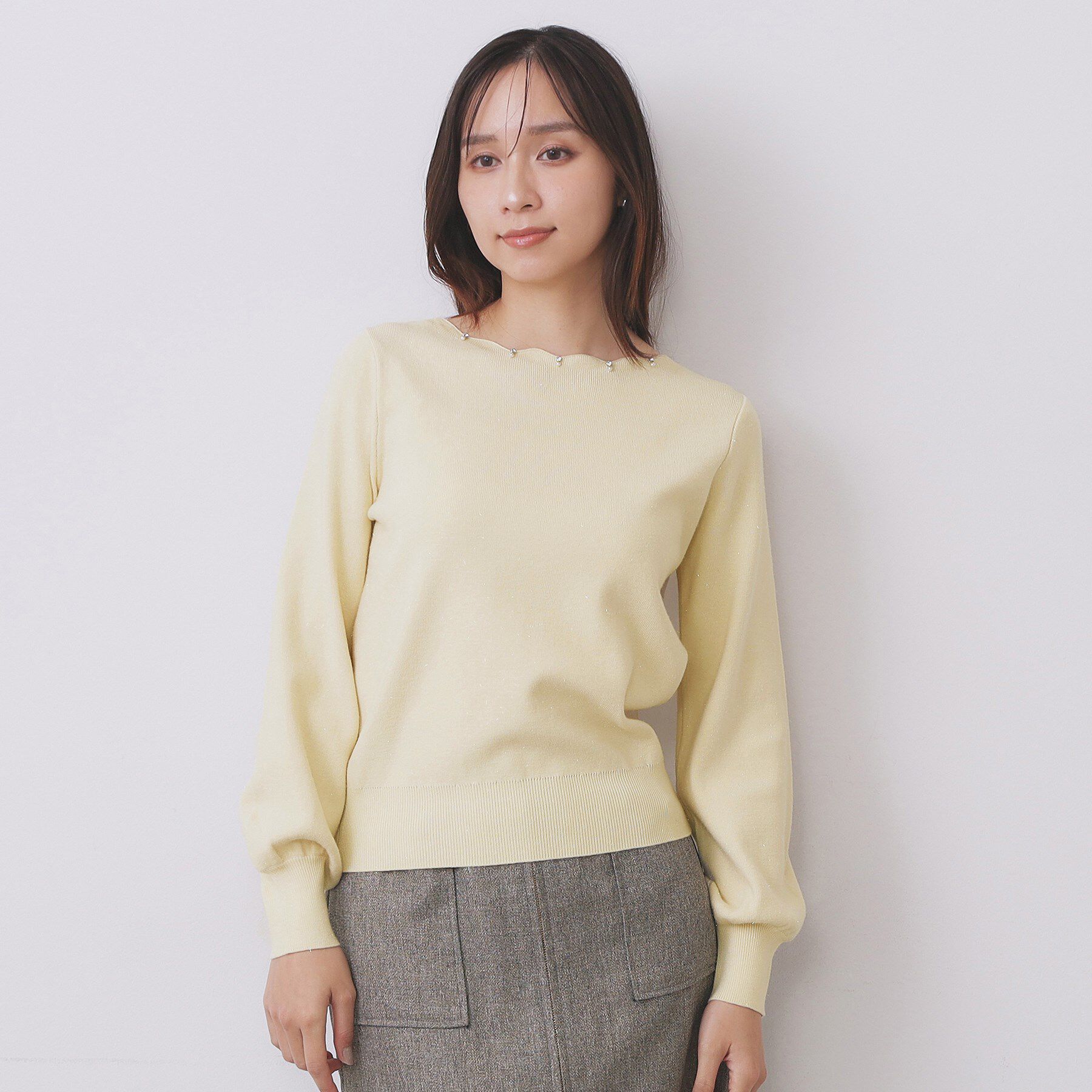 index「ラメスカラップビジューデザインニット【洗濯機OK】《6col/S～LL》」|ニット・セーター|