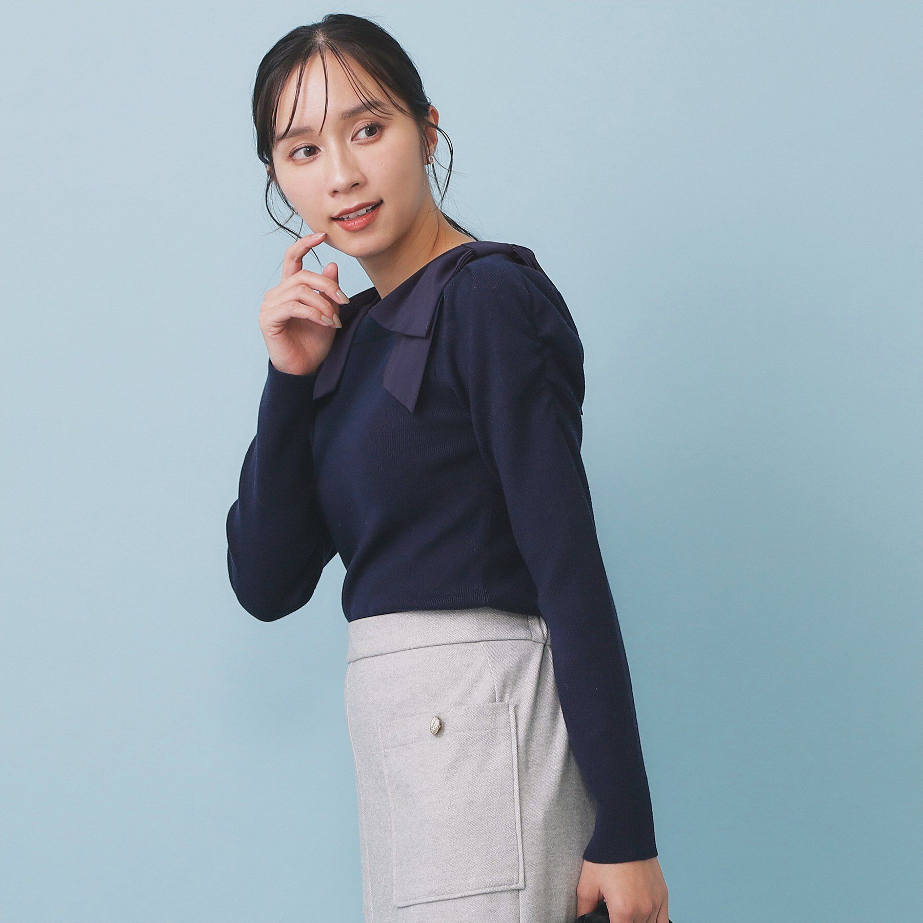 index「ショルダービッグリボンスクエアニット【洗濯機OK】」|ニット・セーター|