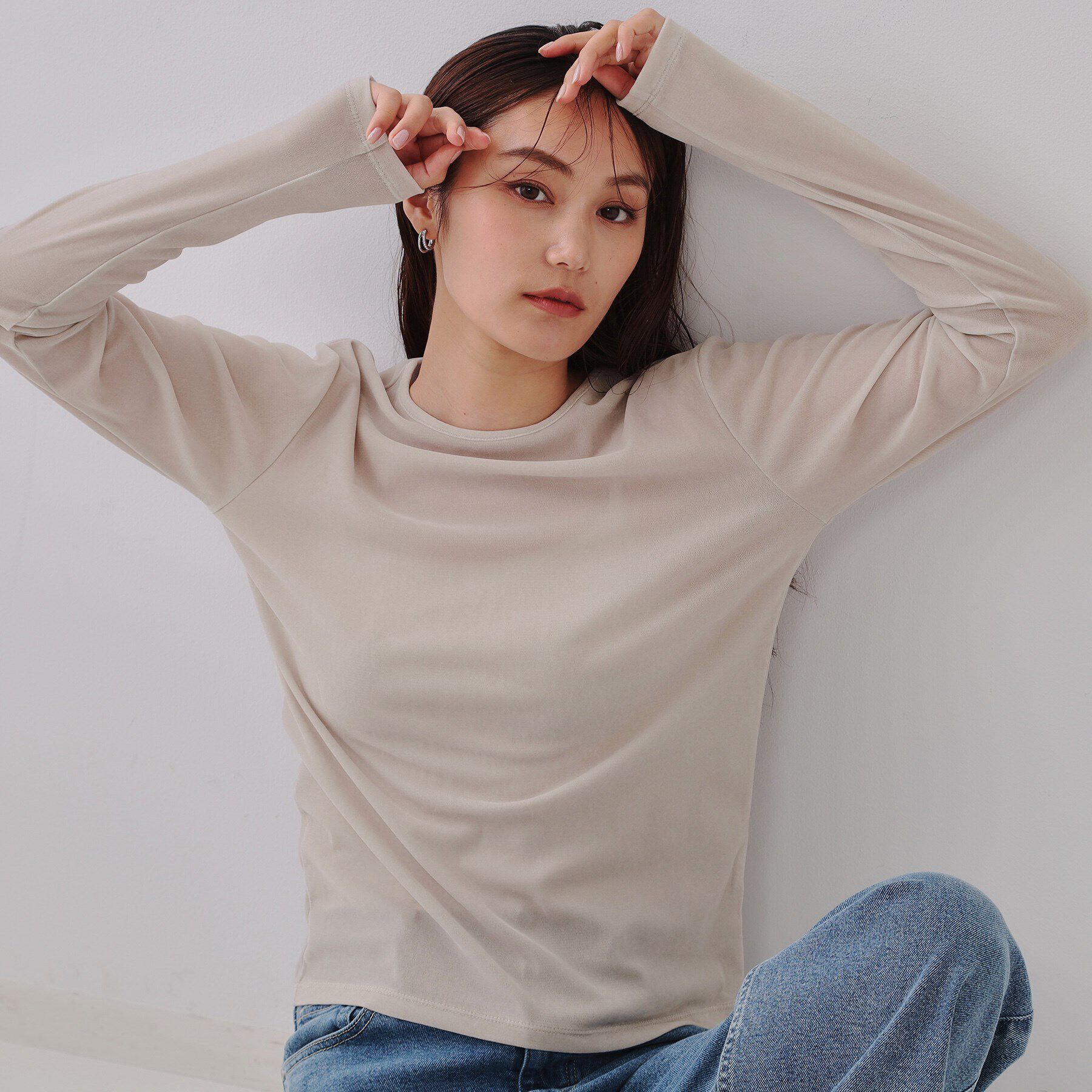 OPAQUE.CLIP「シアーベロアトップス【洗濯機洗い可】」|Tシャツ・カットソー|