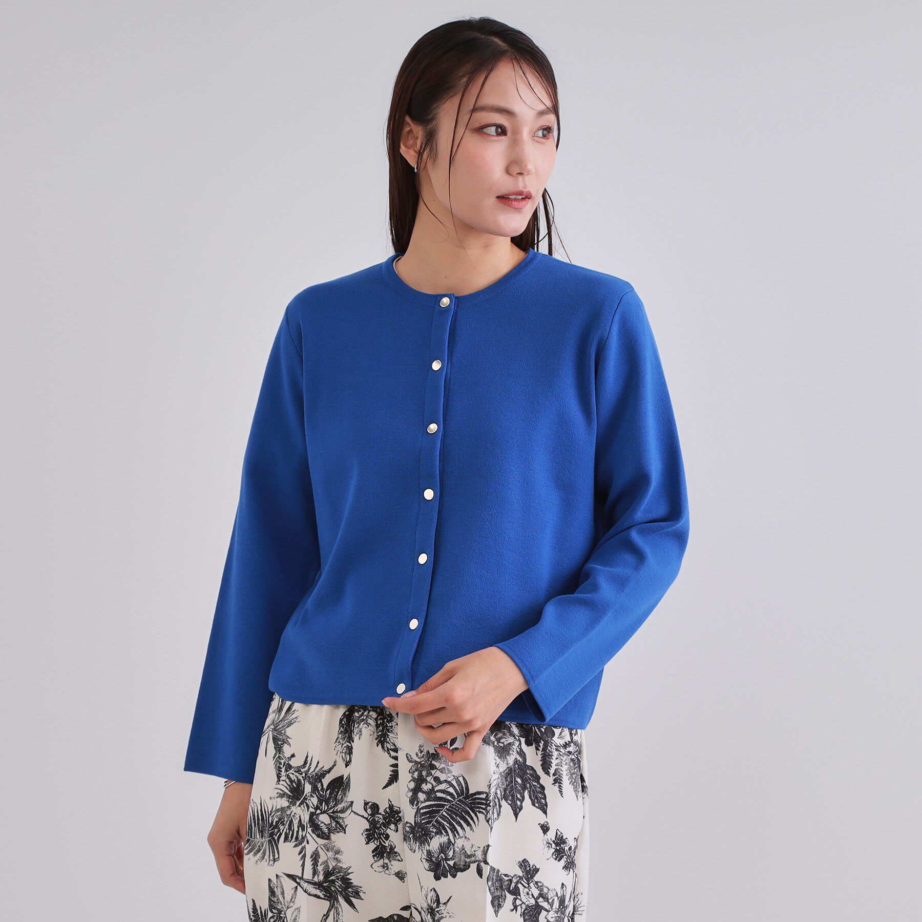 OPAQUE.CLIP「スナップボタンショートニットカーディガン【洗濯機洗い可】」|カーディガン|