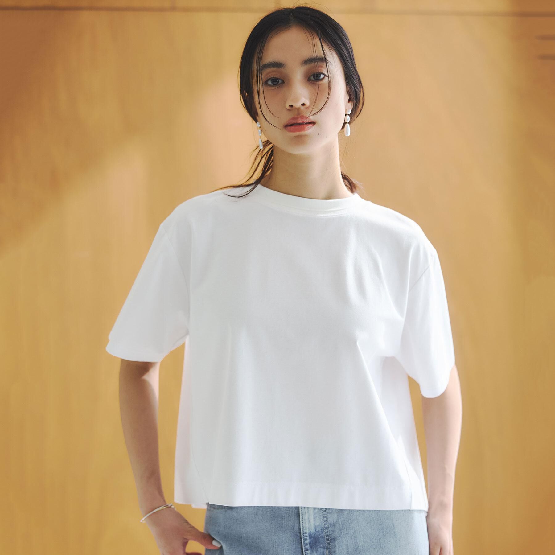 OPAQUE.CLIP「バックフレアショートTシャツ【洗濯機洗い可】」|Tシャツ・カットソー|