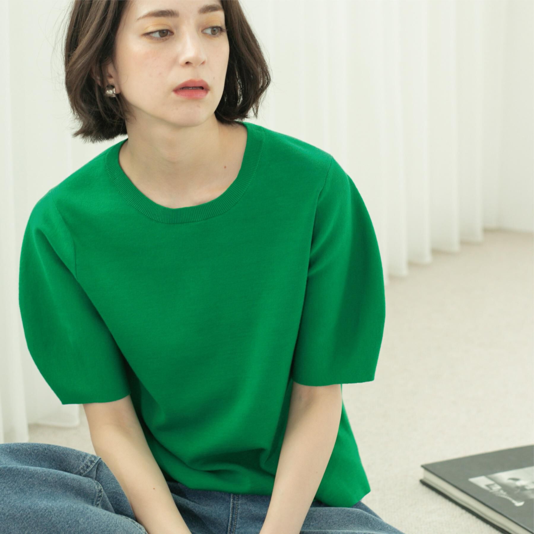 OPAQUE.CLIP「カーブスリーブニット【UV/洗濯機洗い可】」|ニット・セーター|