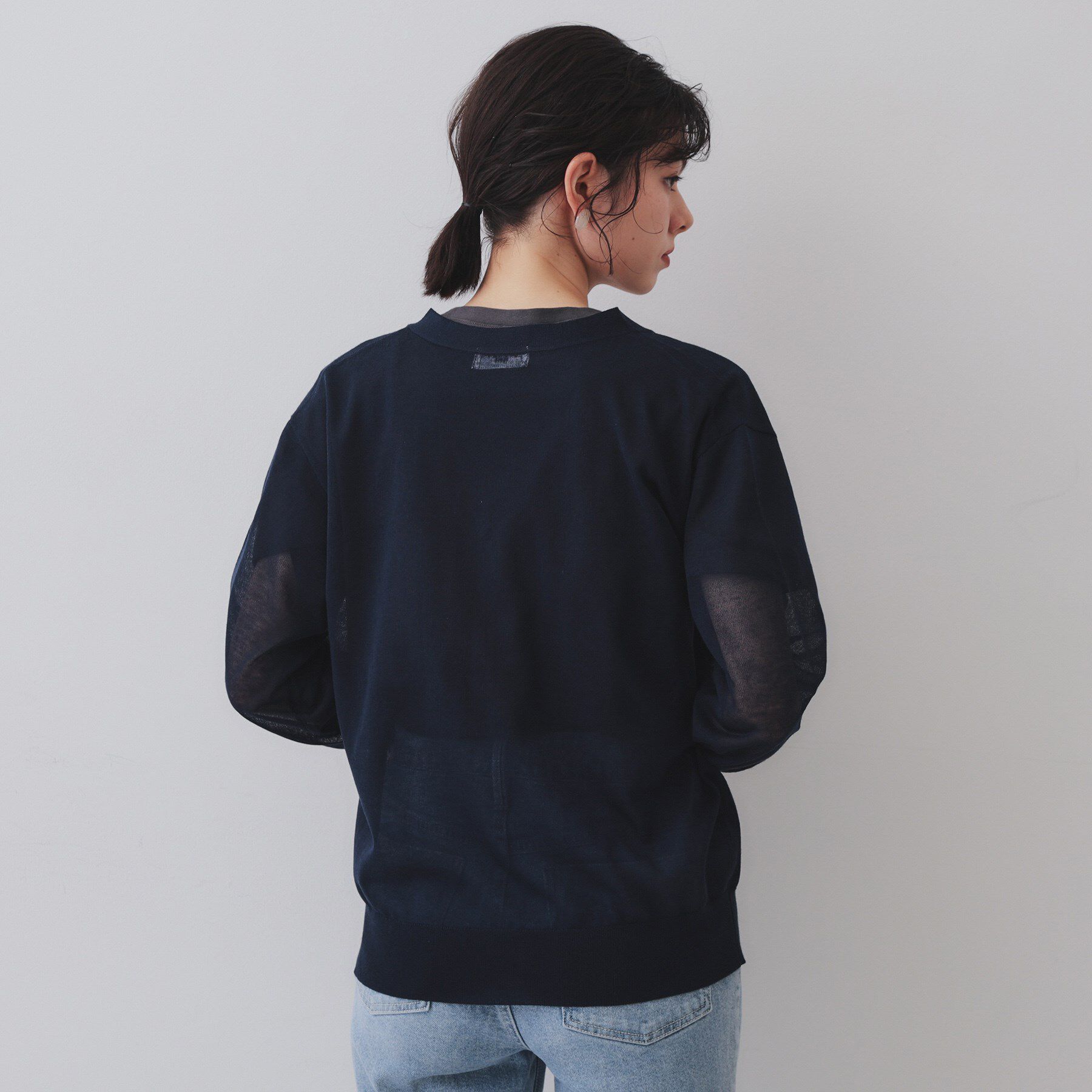 OPAQUE.CLIP「ポケットシアーニットカーディガン【洗濯機洗い可】」|カーディガン|