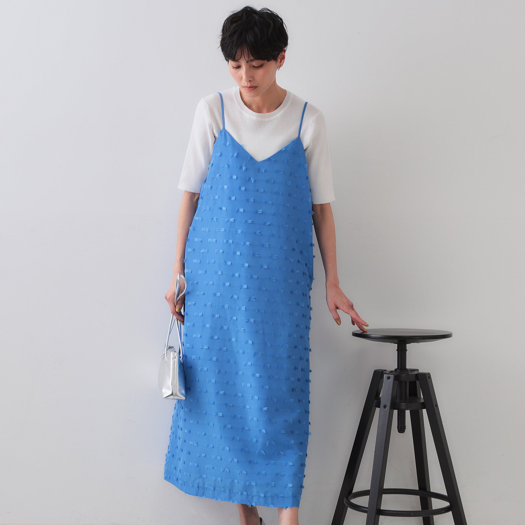 OPAQUE.CLIP「リボンジャカードキャミワンピース【洗濯機洗い可】」|ワンピース|