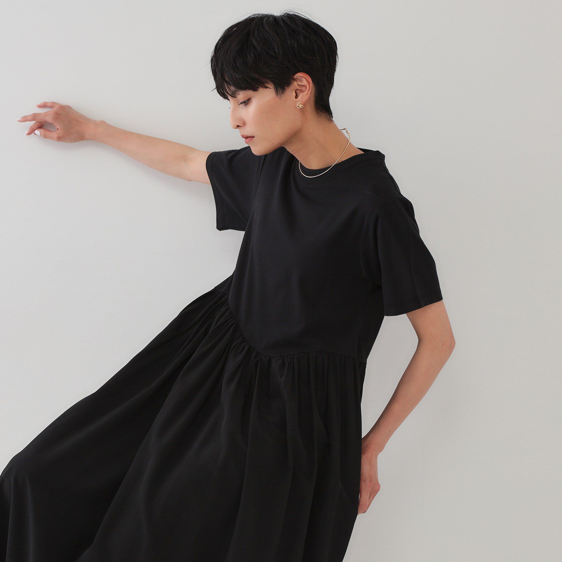 OPAQUE.CLIP「アシメドッキングフレアワンピース【洗濯機洗い可】」|ワンピース|