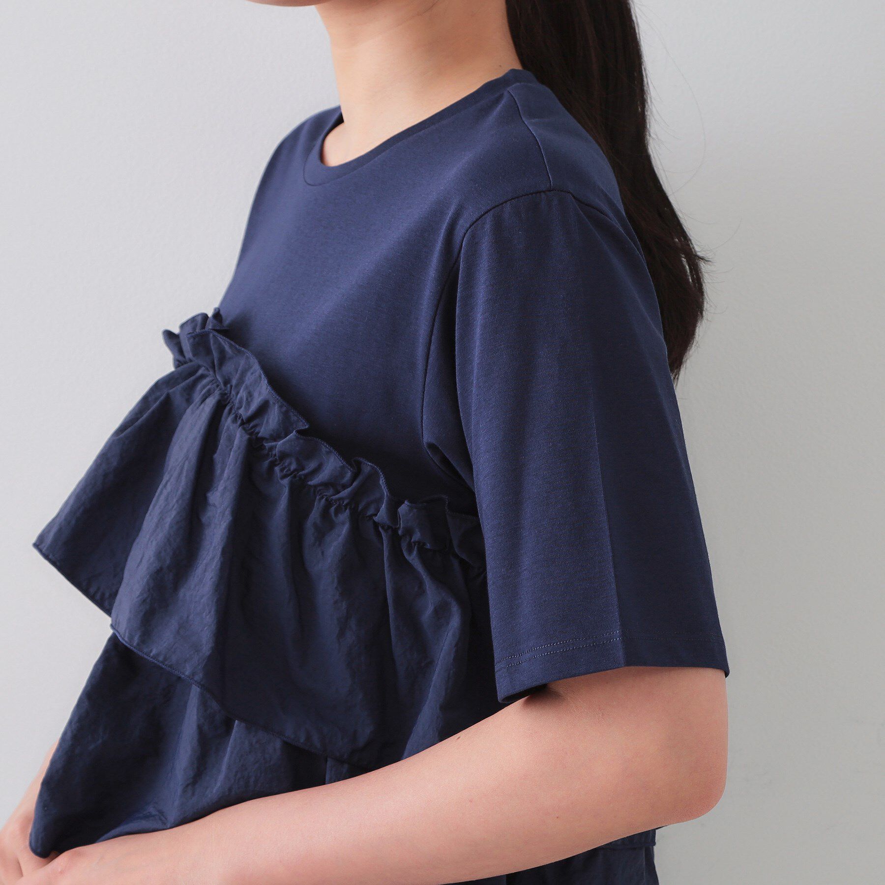 OPAQUE.CLIP「ダブルフリルデザイントップス【洗濯機洗い可】」|Tシャツ・カットソー|