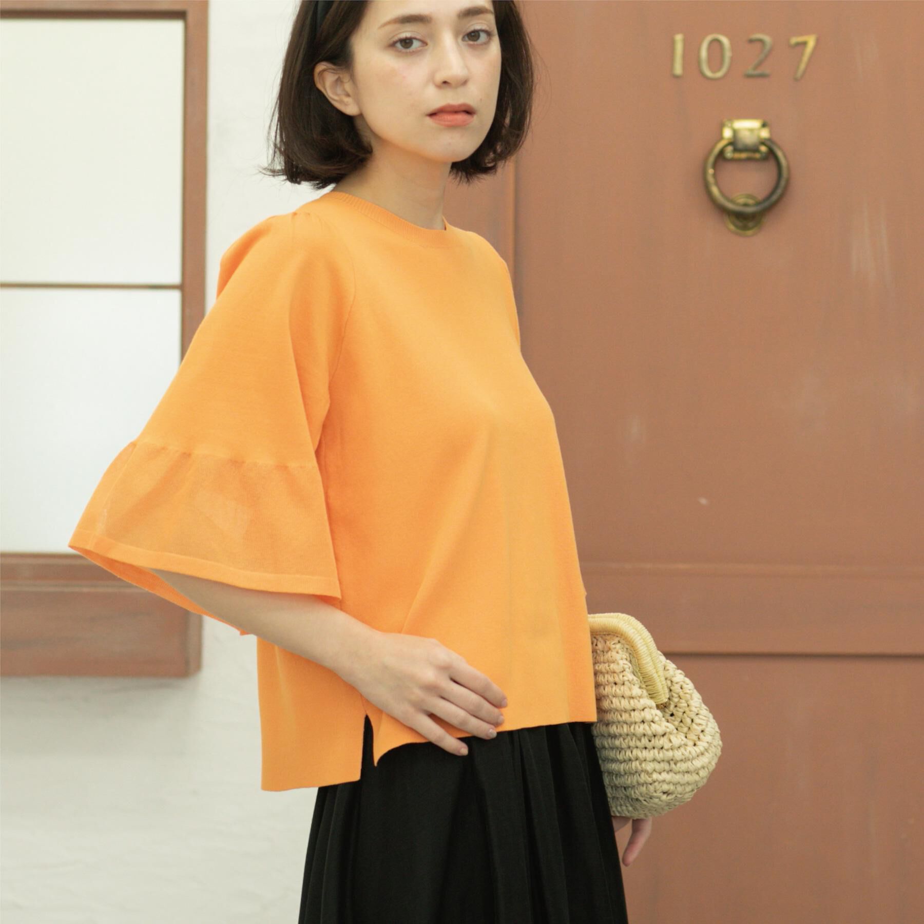 OPAQUE.CLIP「《5色展開》シアーフレアスリーブニット【洗濯機洗い可】」|ニット・セーター|