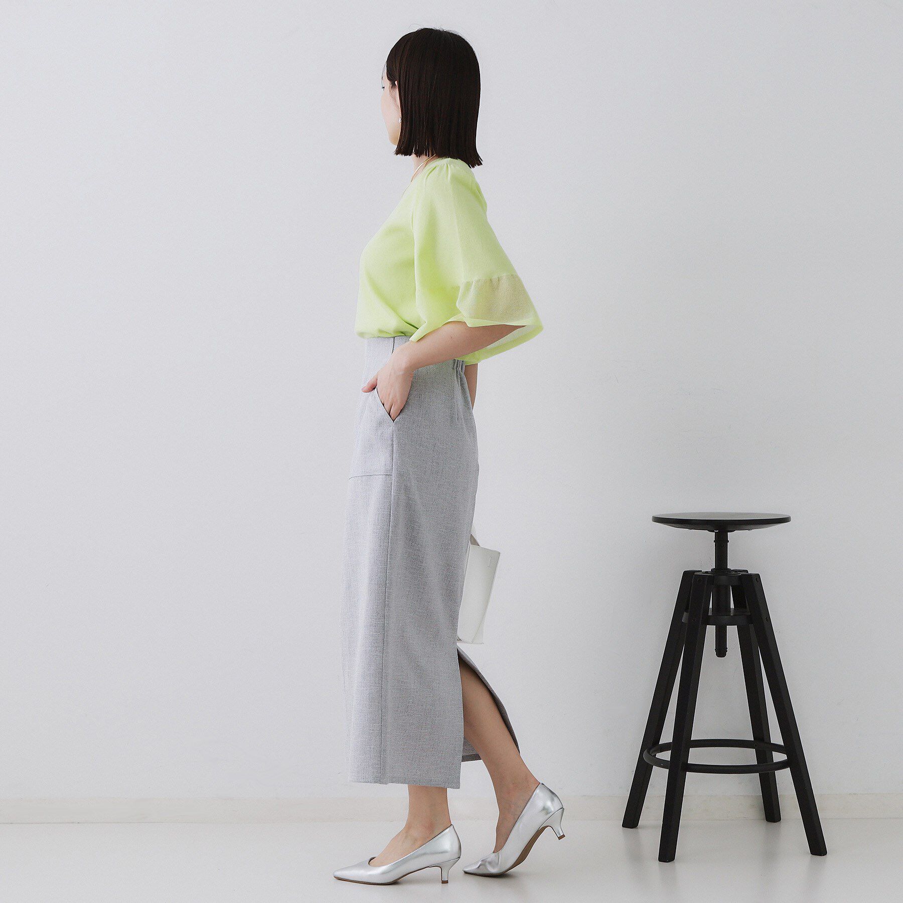 OPAQUE.CLIP「《美人百花掲載》ストレッチリネンライクタイトスカート【洗濯機洗い可】」|スカート|