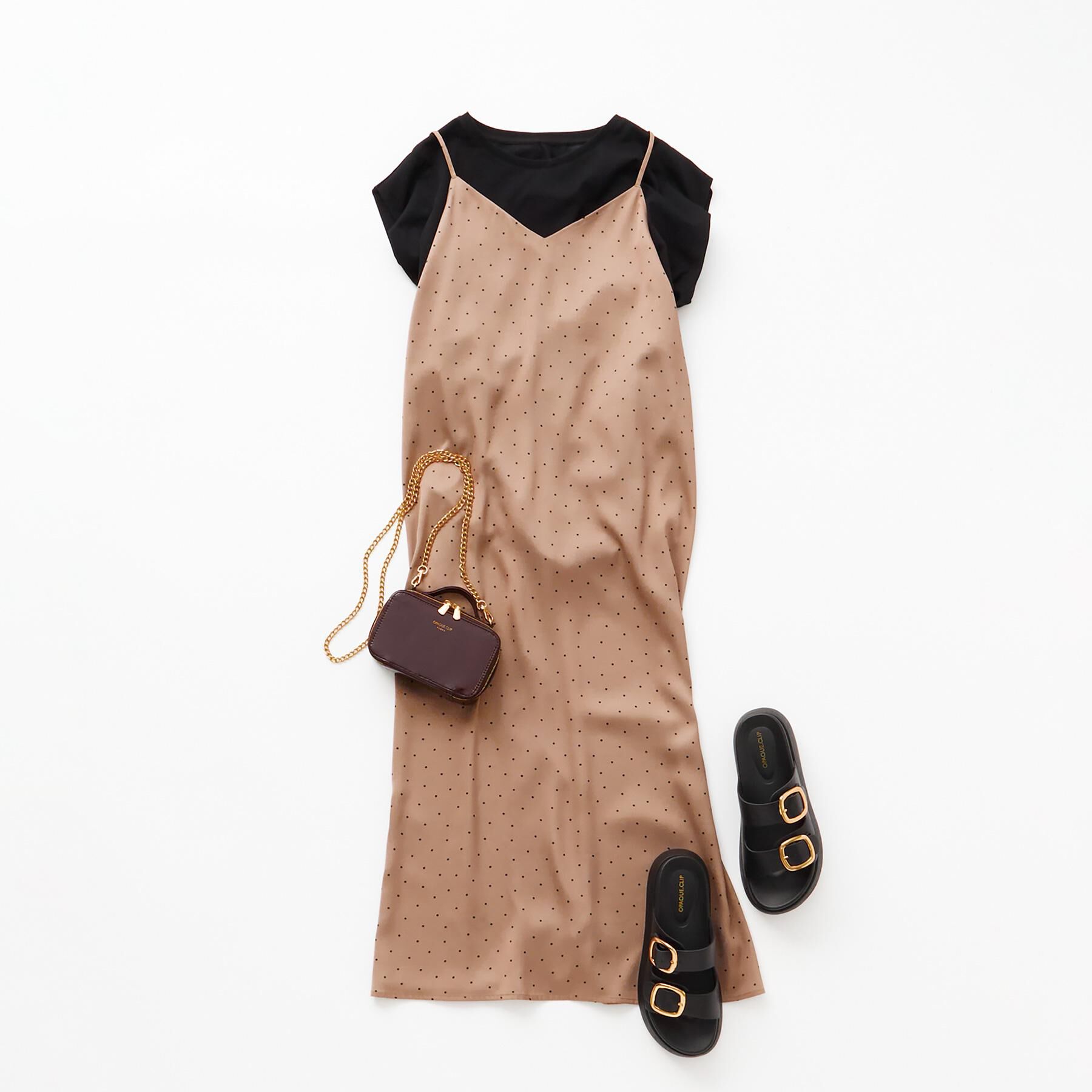 OPAQUE.CLIP「【軽量】ゴールドバックルフットベッドサンダル」|サンダル|