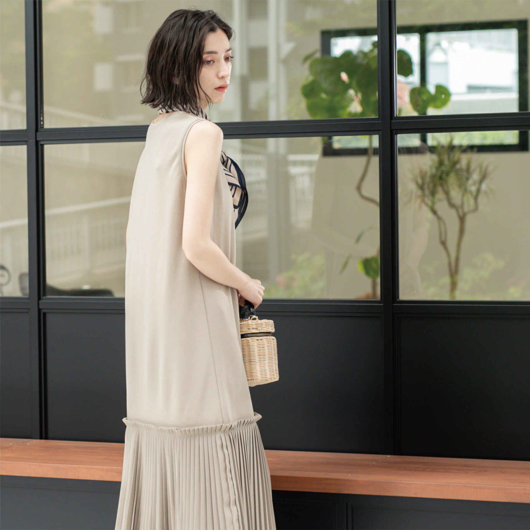 OPAQUE.CLIP「プリーツ切替ノースリーブワンピース【洗濯機洗い可】」|ワンピース|