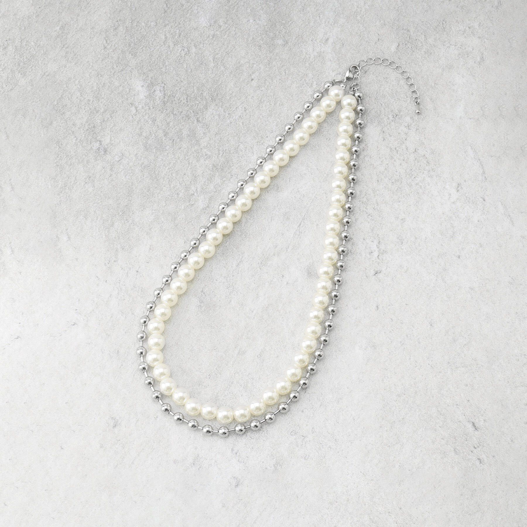 OPAQUE.CLIP「【3WAY】2連フェイクパール ショート＆ロング ネックレス」|ネックレス|