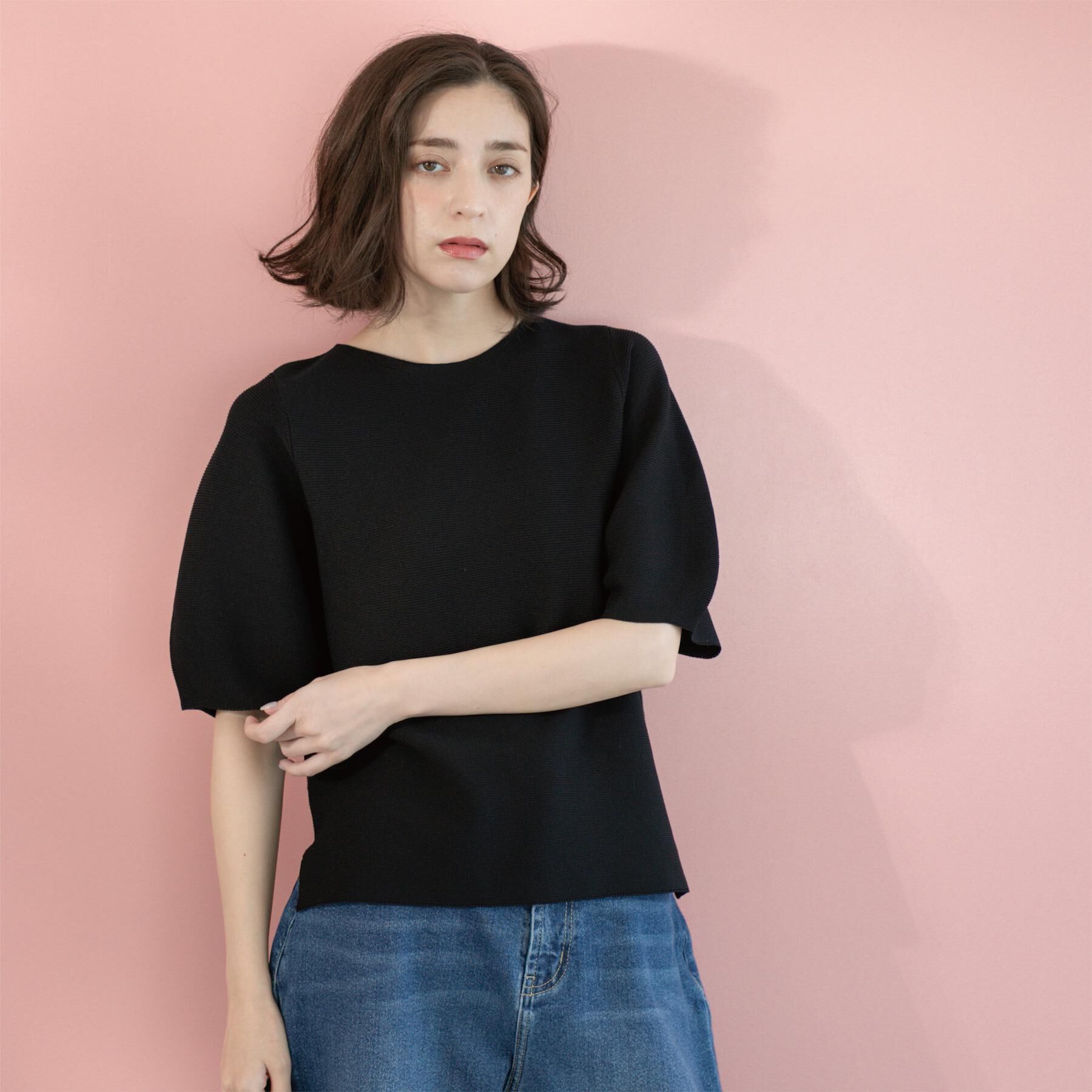 OPAQUE.CLIP「ガーターボリュームスリーブニット【UVケア/洗濯機洗い可】」|ニット・セーター|