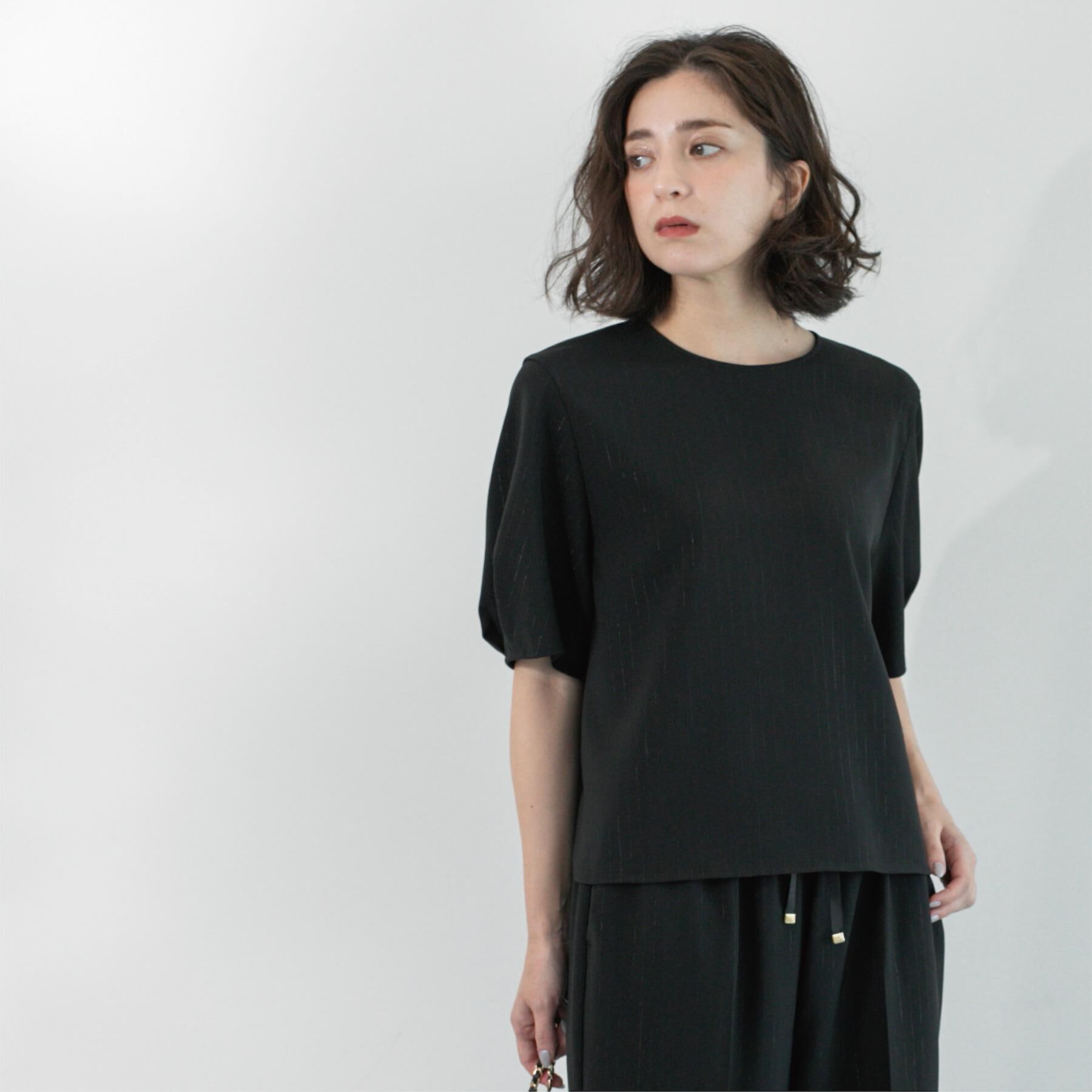 OPAQUE.CLIP「ラメストライプタックスリーブブラウス/セットアップ可【洗濯機洗い可/防シワ/吸水速乾】」|シャツ・ブラウス|