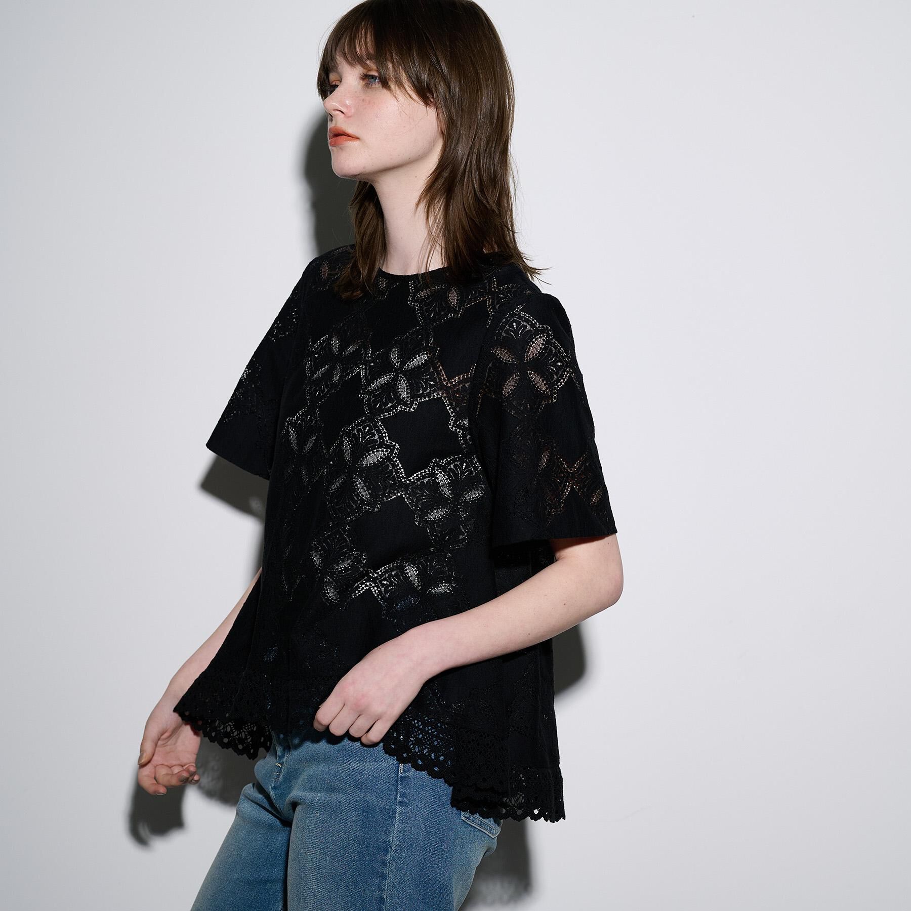 OPAQUE.CLIP「レースフレアブラウス【洗濯機洗い可】」|シャツ・ブラウス|