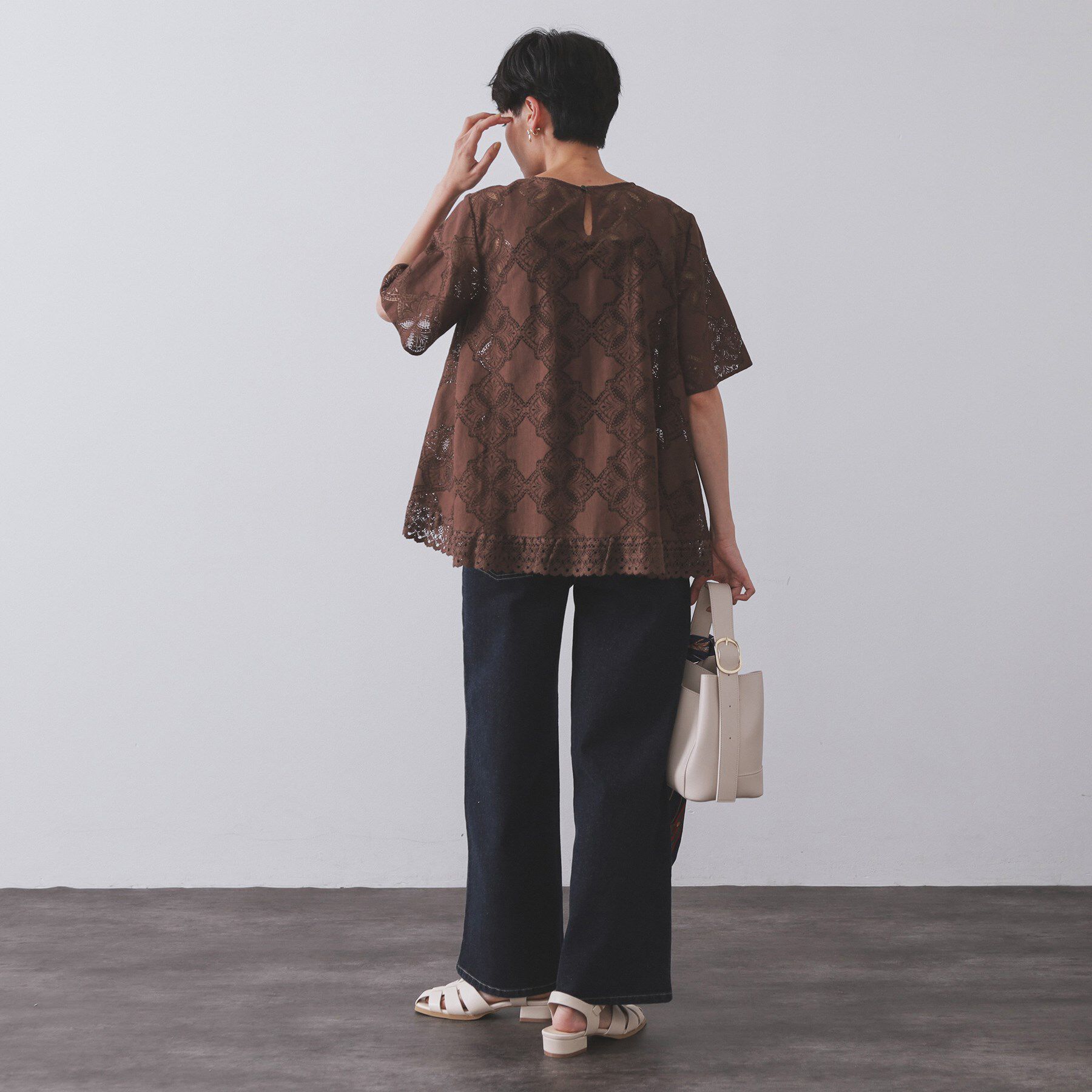 OPAQUE.CLIP「レースフレアブラウス【洗濯機洗い可】」|シャツ・ブラウス|