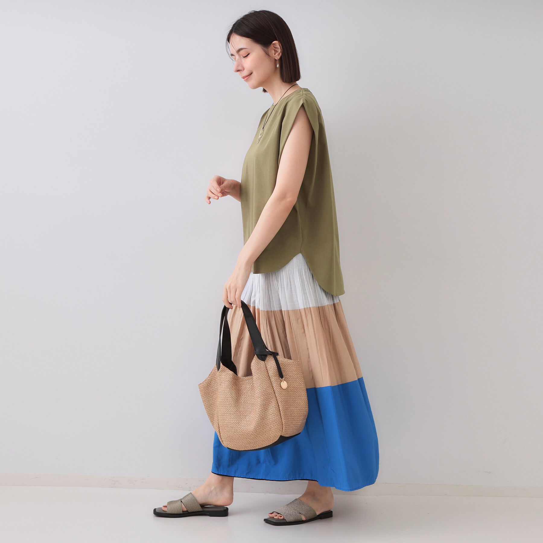 OPAQUE.CLIP「ボクシーノースリーブカットソー【洗濯機洗い可】」|Tシャツ・カットソー|