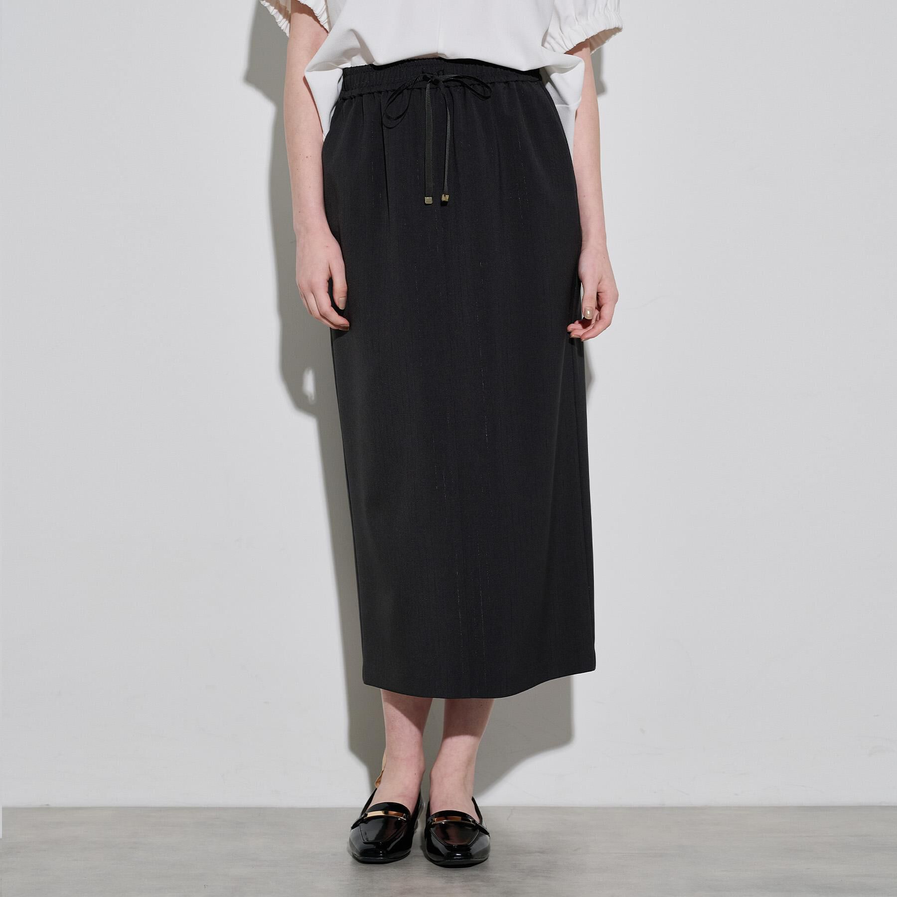 OPAQUE.CLIP「ラメストライプイージーナロースカート/セットアップ可【洗濯機洗い可/防シワ/吸水速乾】」|スカート|