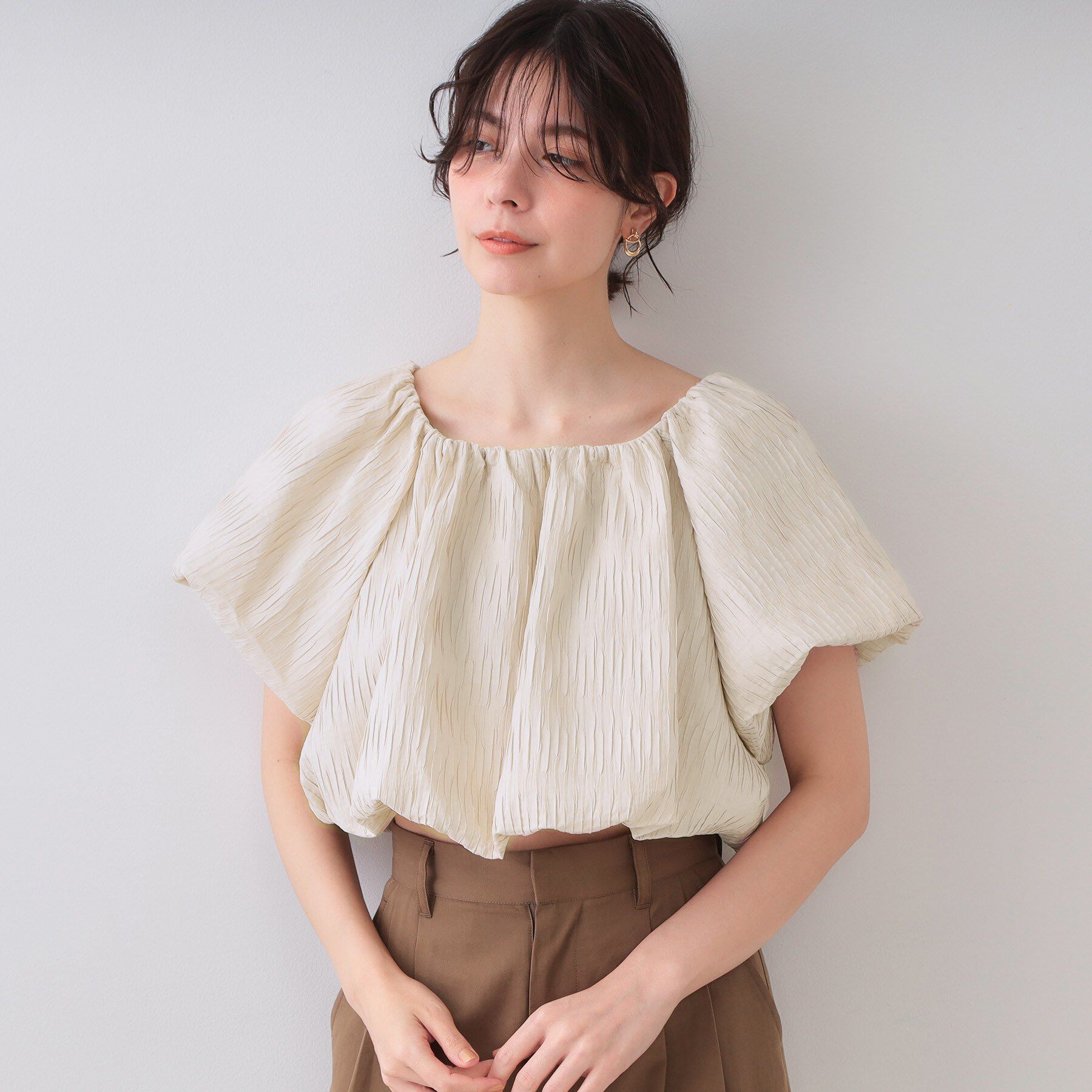 OPAQUE.CLIP「ふくれジャカードバルーンブラウス【洗濯機洗い可】」|シャツ・ブラウス|