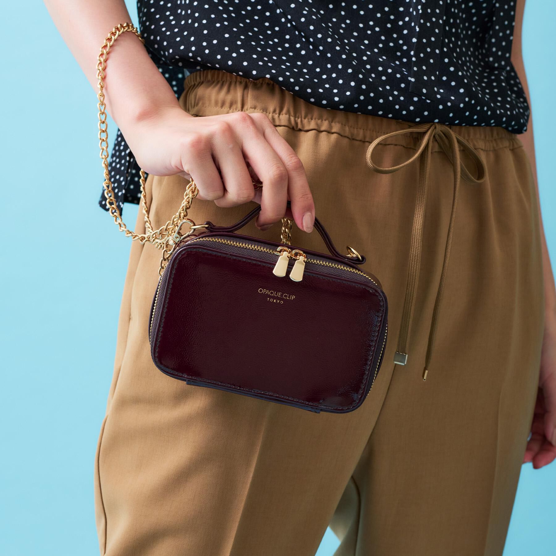 OPAQUE.CLIP「【2WAY/ミラー付き】エナメルバニティーポーチ」|ポーチ|