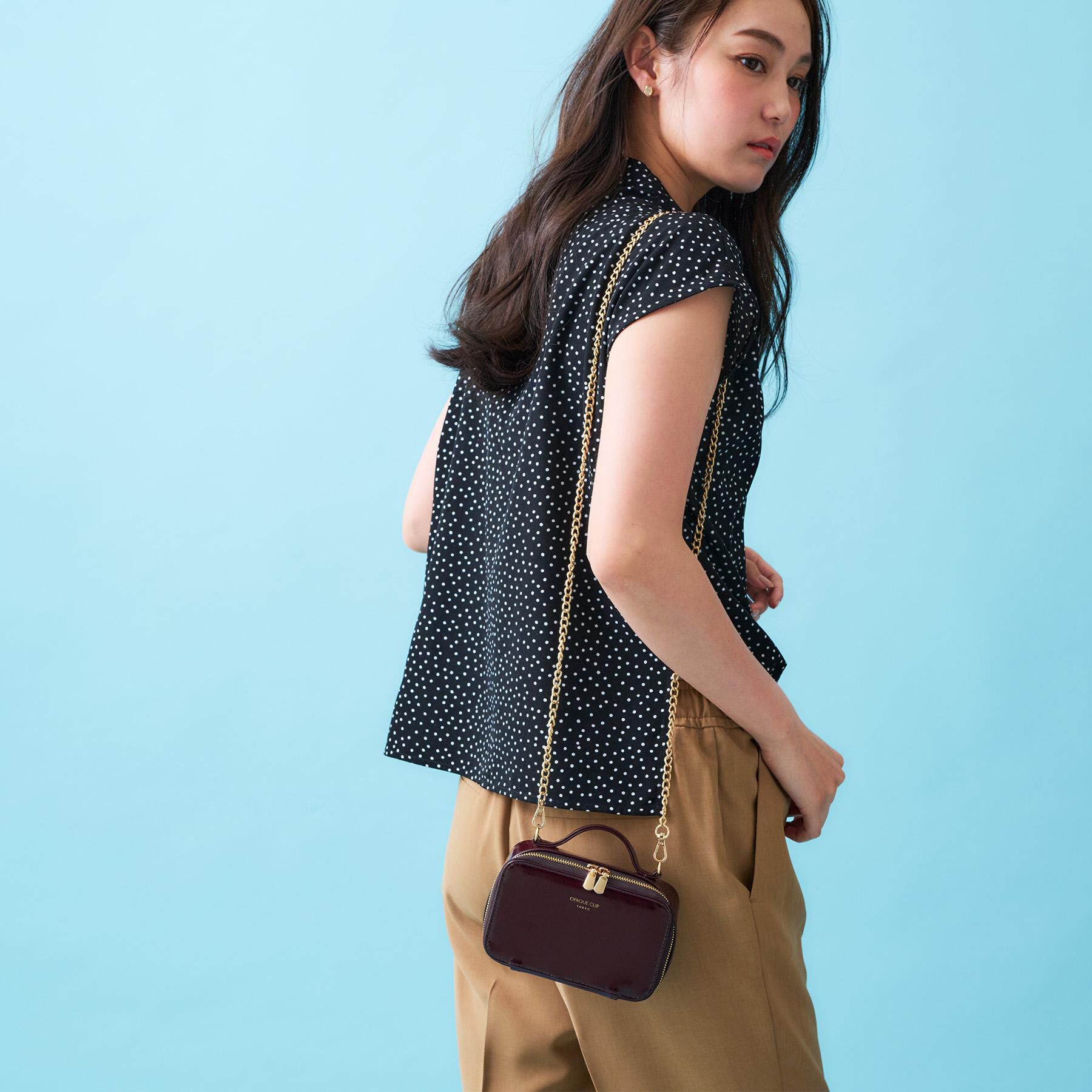 OPAQUE.CLIP「【2WAY/ミラー付き】エナメルバニティーポーチ」|ポーチ|