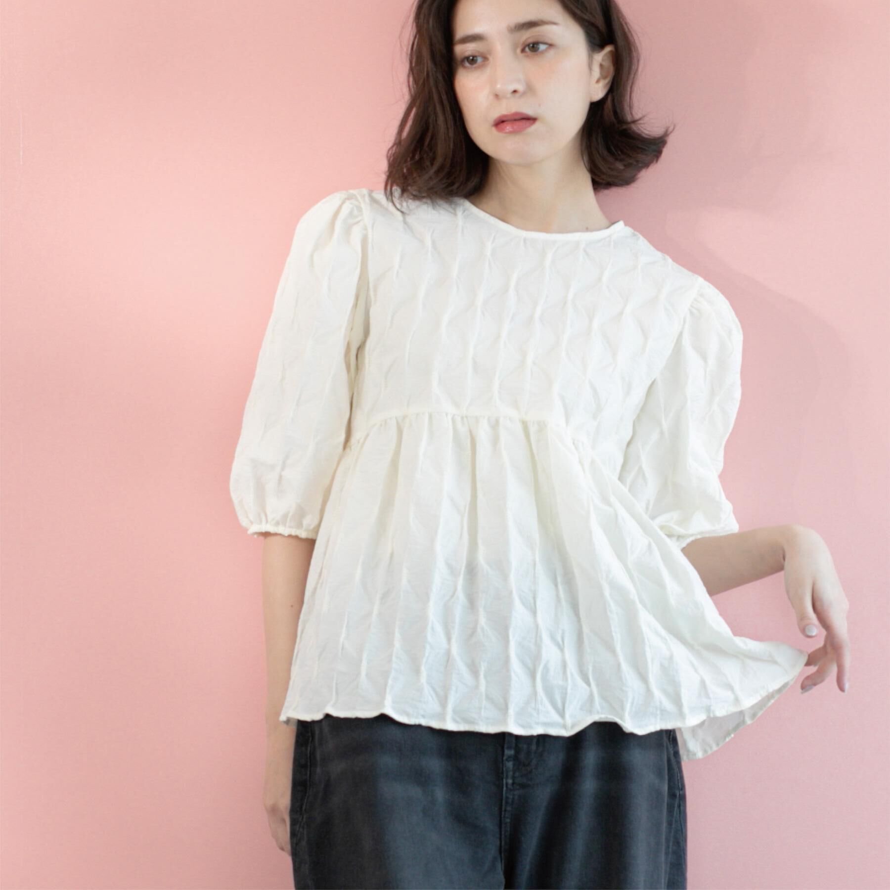 OPAQUE.CLIP「ふくれジャカードペプラムブラウス【洗濯機洗い可】」|シャツ・ブラウス|