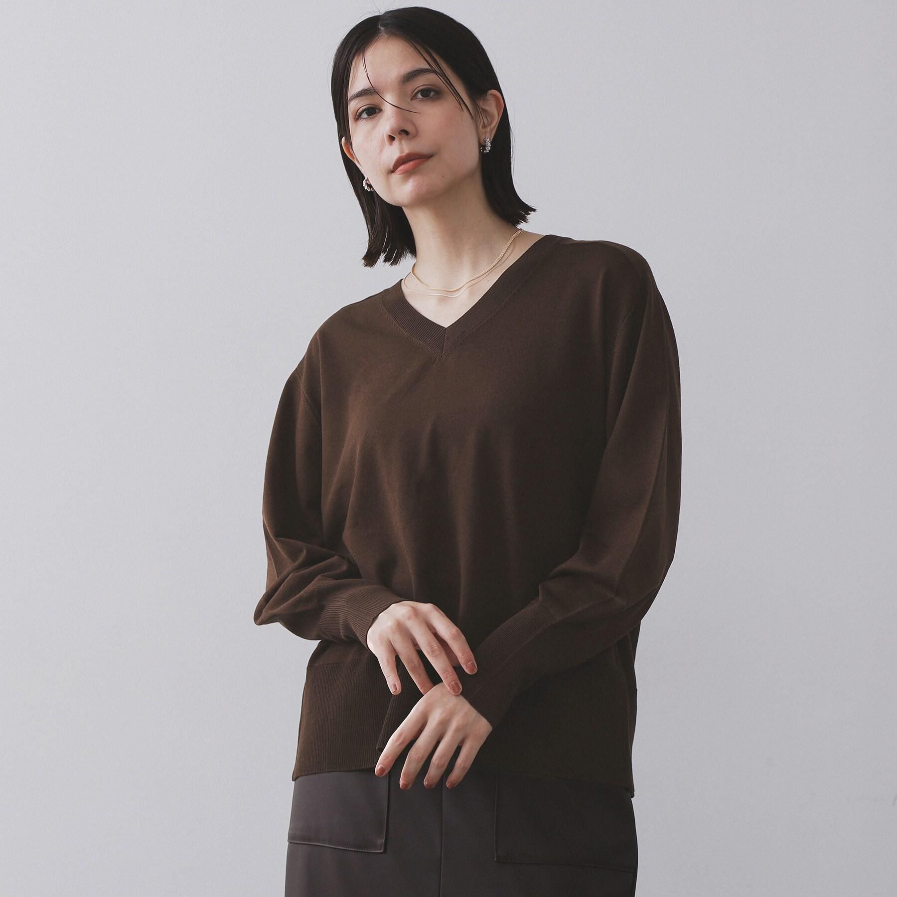 OPAQUE.CLIP「リラクシーVネックニット【洗濯機洗OK】《6col》」|ニット・セーター|