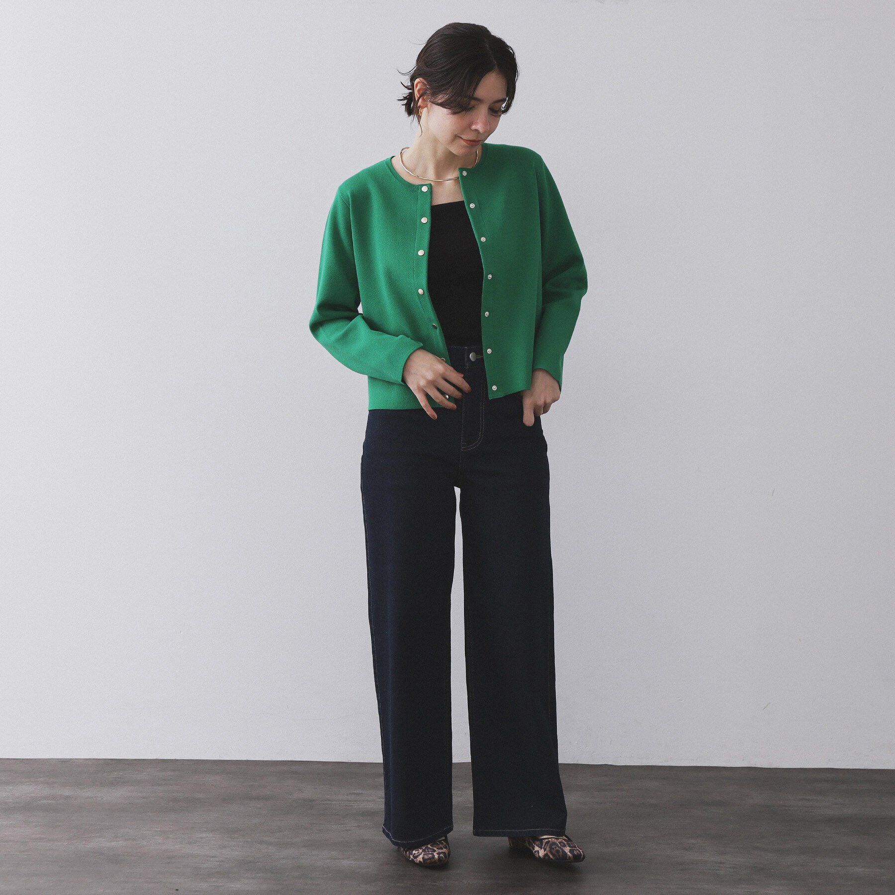 OPAQUE.CLIP「スナップボタンニットカーディガン【UVケア/洗濯機OK】《6col/S～LL》」|カーディガン|