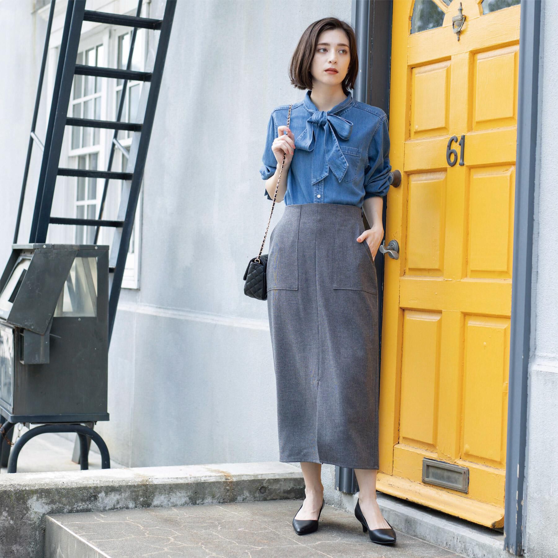 OPAQUE.CLIP「ストレッチダブルポケットタイトスカート【洗える】」|スカート|