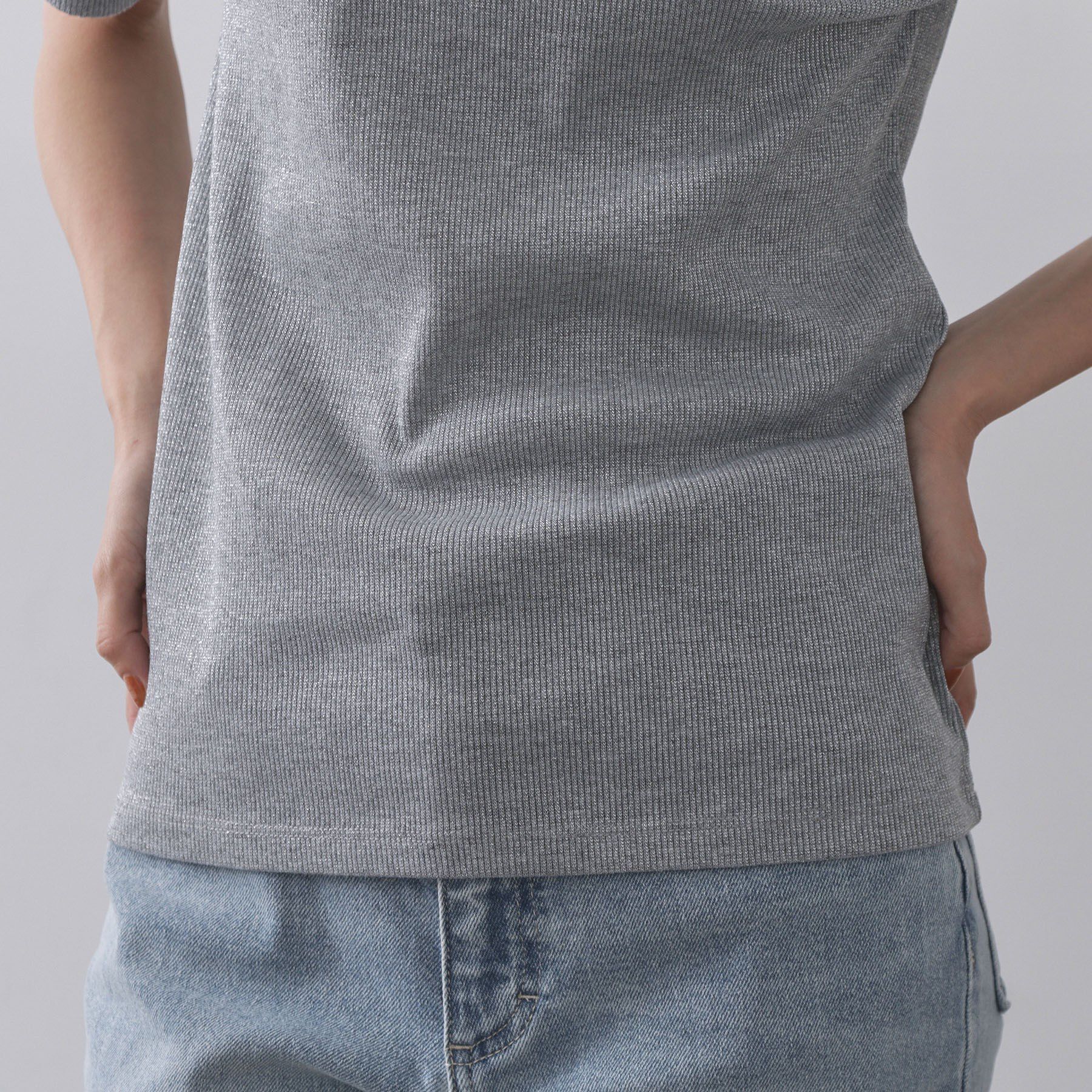 OPAQUE.CLIP「ラメリブカットソー【洗濯機洗い可】」|Tシャツ・カットソー|