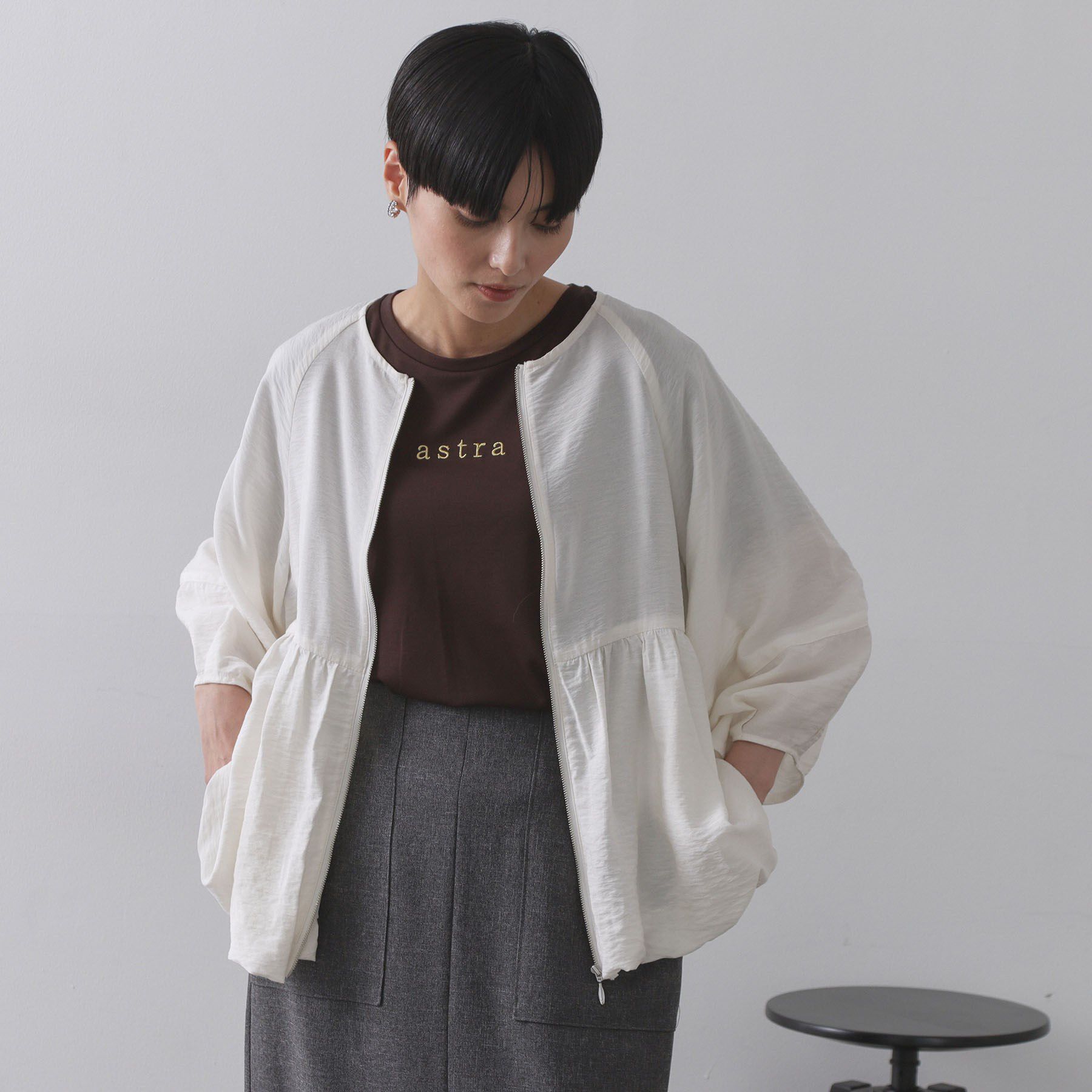 OPAQUE.CLIP「シアーバルーンペプラムブルゾン【洗える】」|ブルゾン・スタジャン|