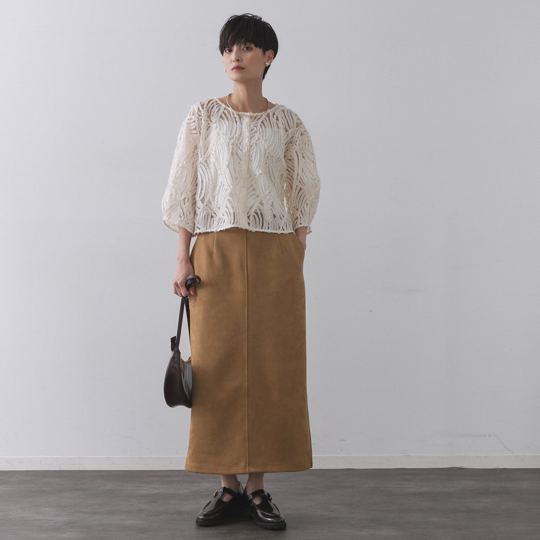 OPAQUE.CLIP「シアー刺繍レース前開きブラウス【洗濯機洗い可】」|シャツ・ブラウス|