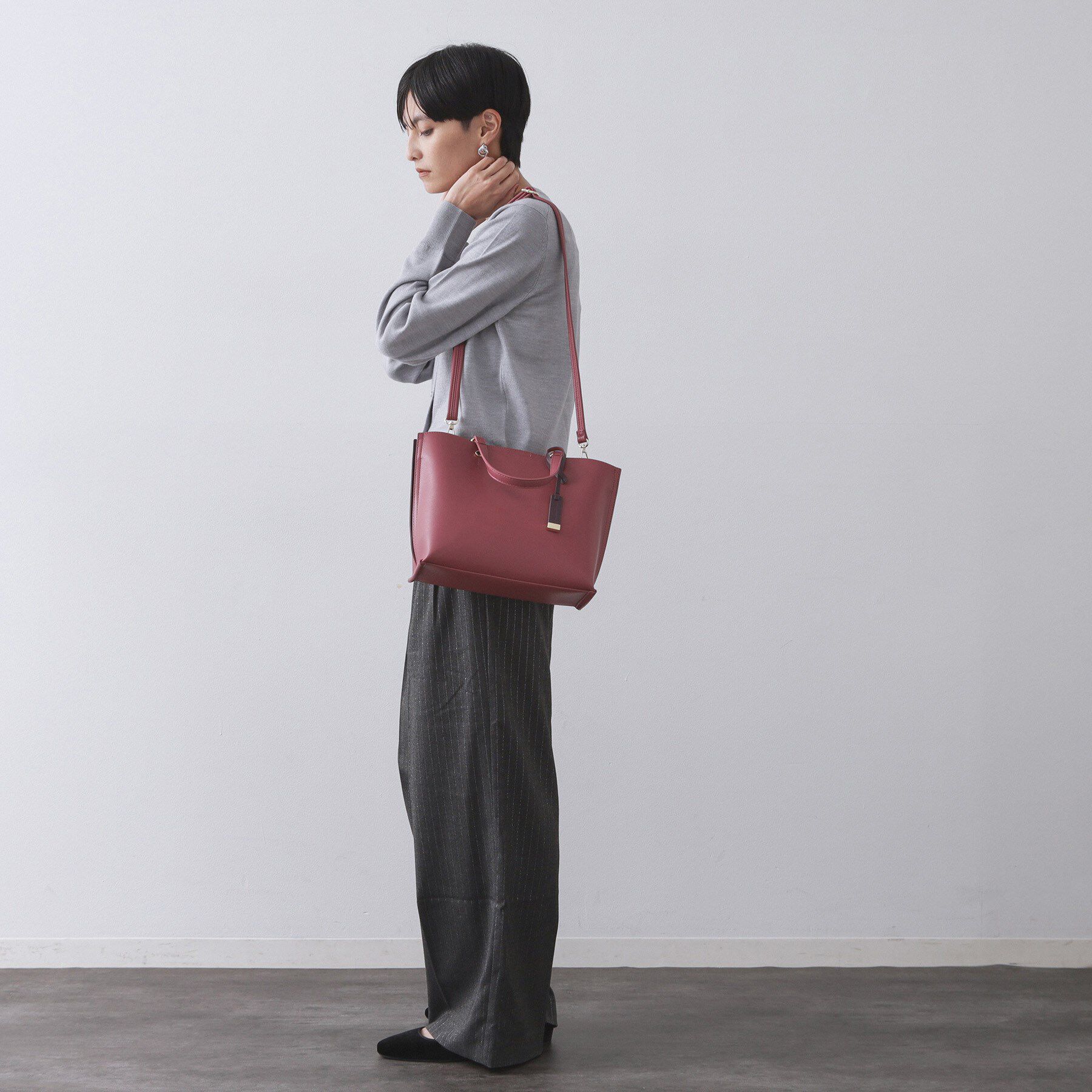 OPAQUE.CLIP「【2WAY/名品】バイカラー3層ミドルトートバッグ」|トートバッグ|