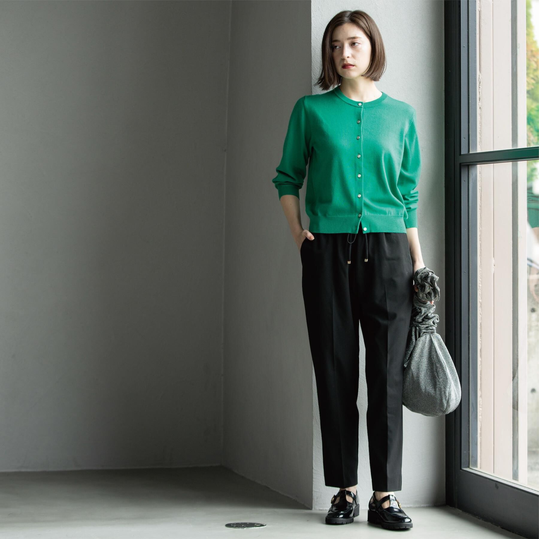 OPAQUE.CLIP「クルーニットカーディガン/エクストラファインメリノウール【THEシリーズ/洗濯機OK】」|カーディガン|