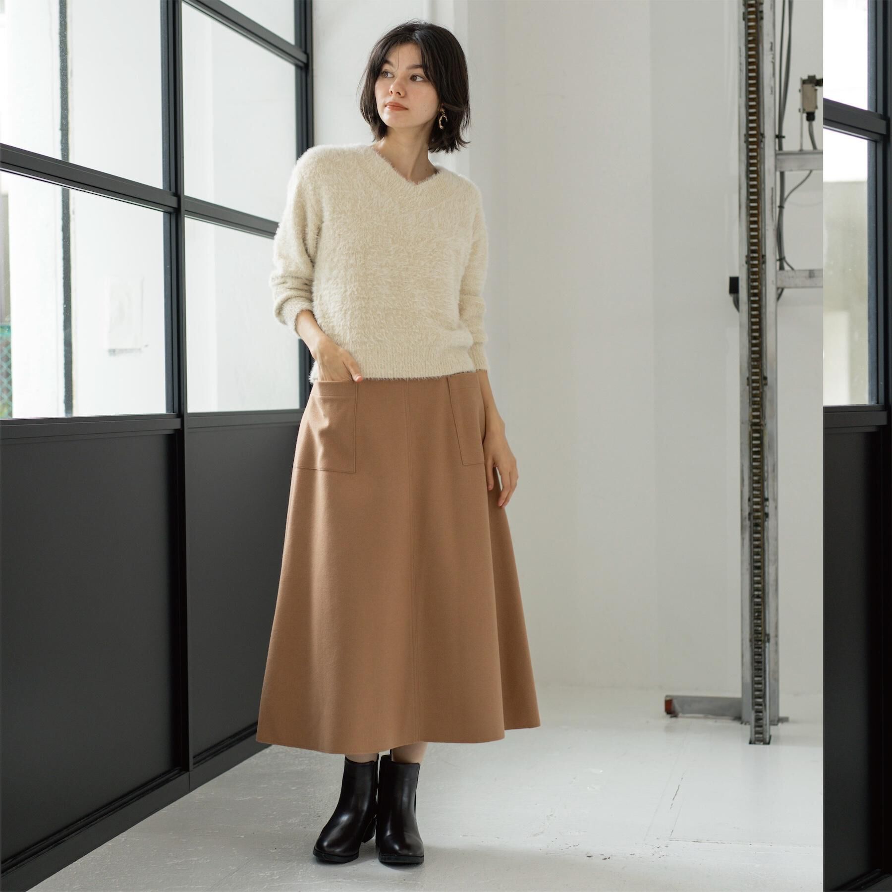 OPAQUE.CLIP「ウールライクフレアスカート【洗濯機OK】」|スカート|