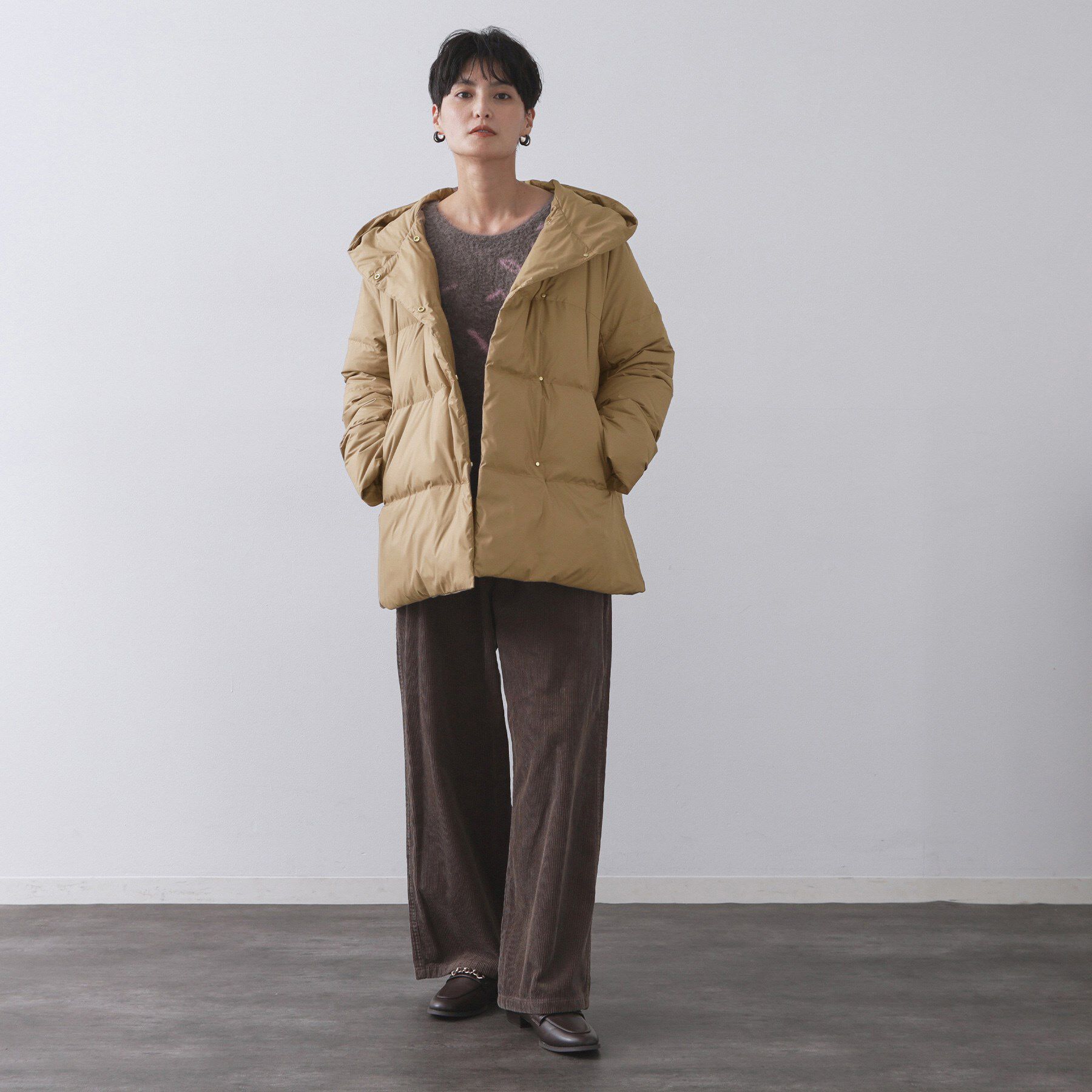 OPAQUE.CLIP「撥水フードミドルダウンコート【防風/抗菌防臭/洗濯機OK】《S～LL》」|ダウン|