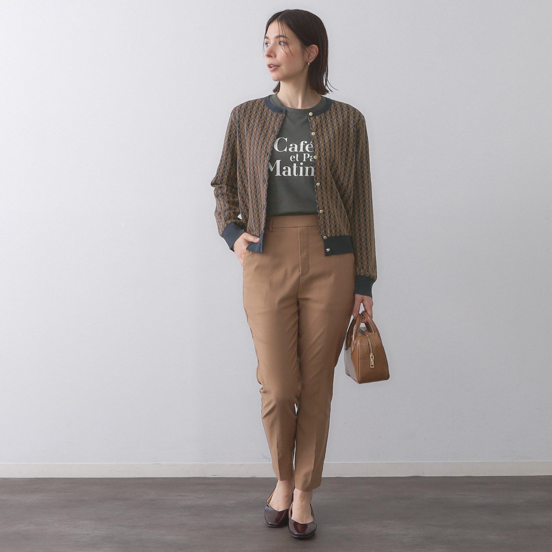 OPAQUE.CLIP「幾何学柄ジャカードニットカーディガン【洗濯機洗い可／抗ピル】」|カーディガン|