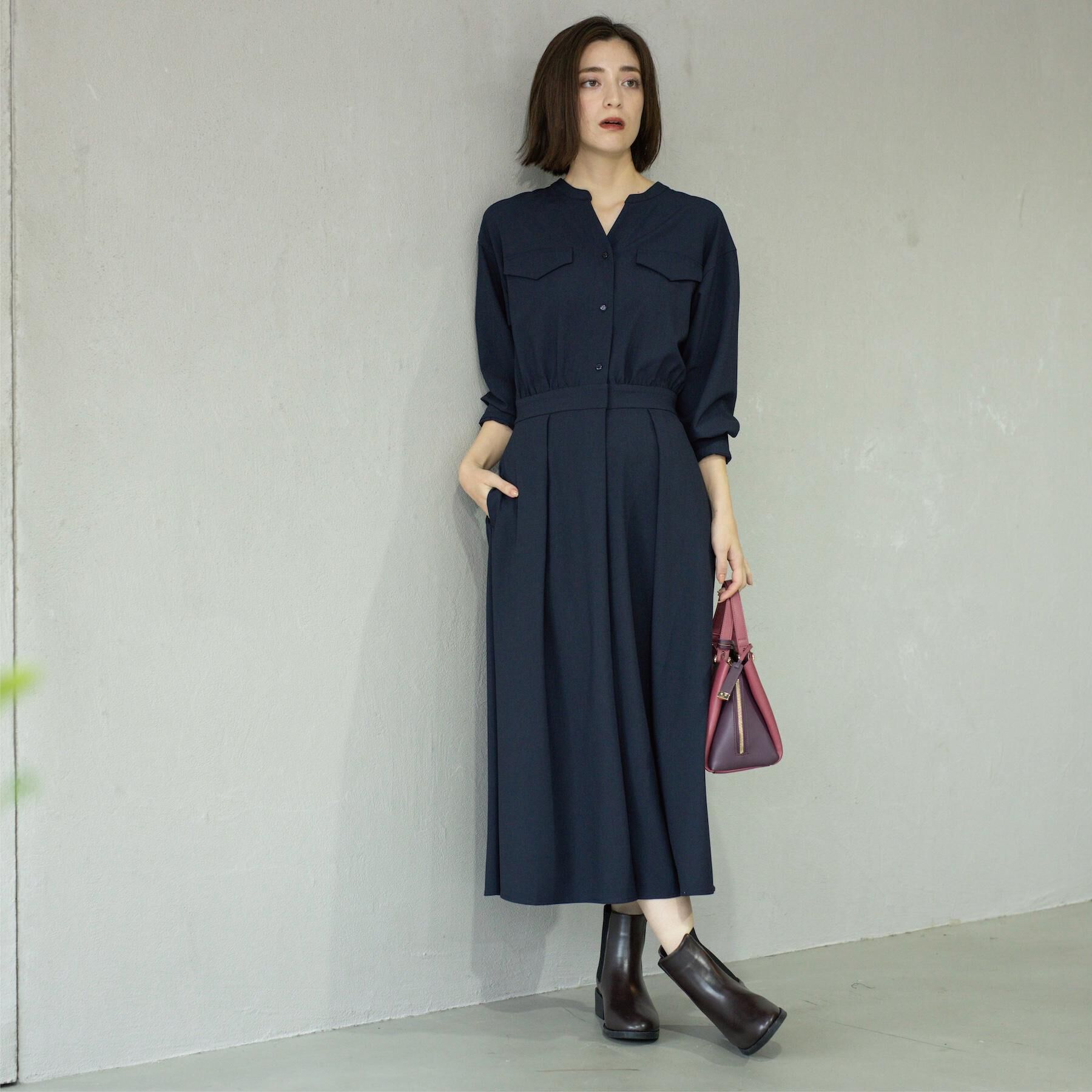 OPAQUE.CLIP「ウールライクフィット＆フレアワンピース【洗濯機OK】」|ワンピース|