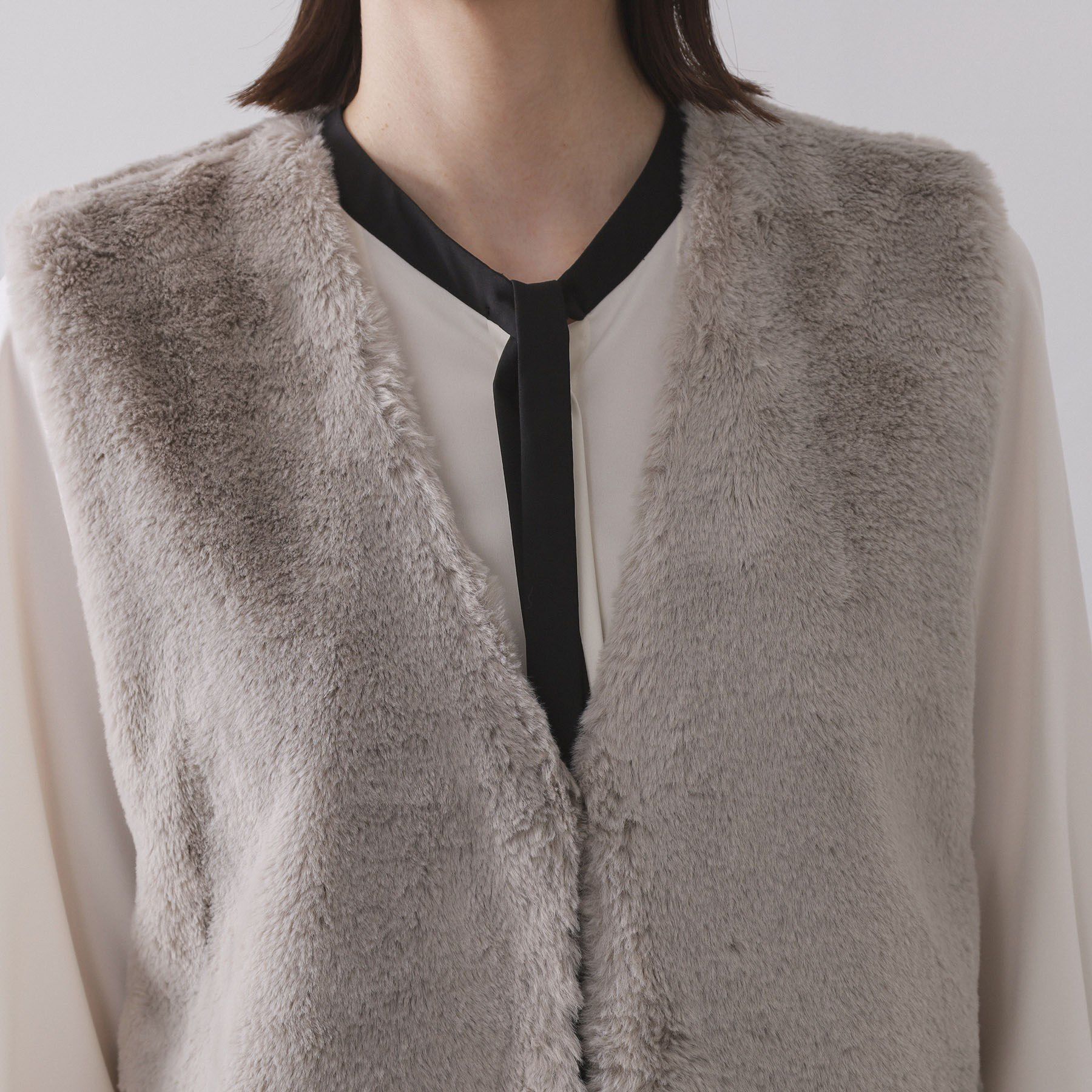 OPAQUE.CLIP「フェイクファー&times;フェイクボアドッキングジレ【洗濯機OK】」|ベスト・ジレ|