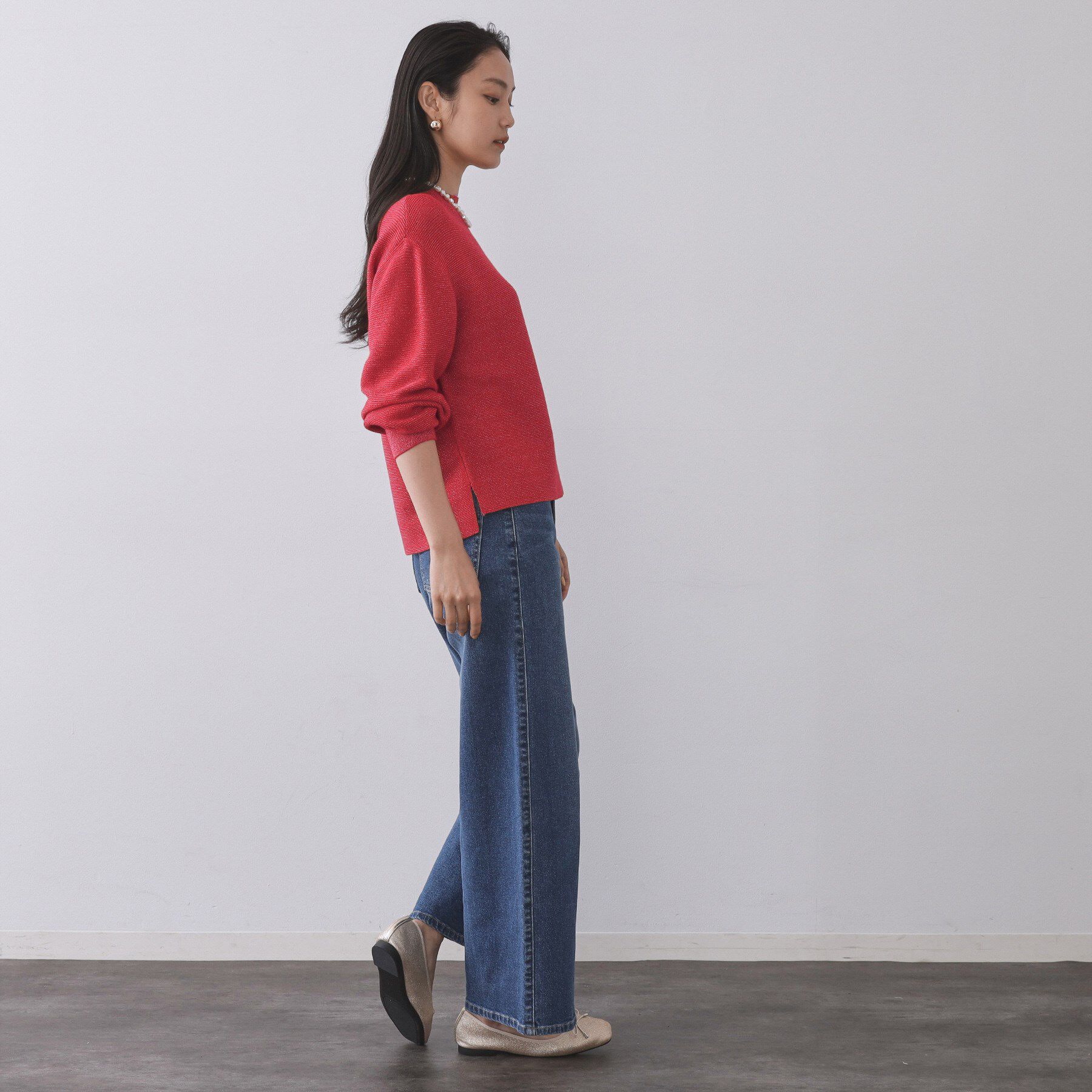 OPAQUE.CLIP「ラメガーターボートネックニット【洗濯機OK】」|ニット・セーター|