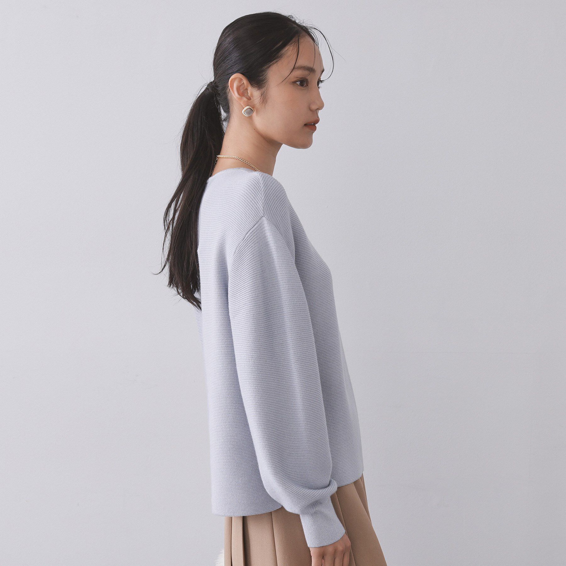 OPAQUE.CLIP「ラメガーターボートネックニット【洗濯機OK】」|ニット・セーター|