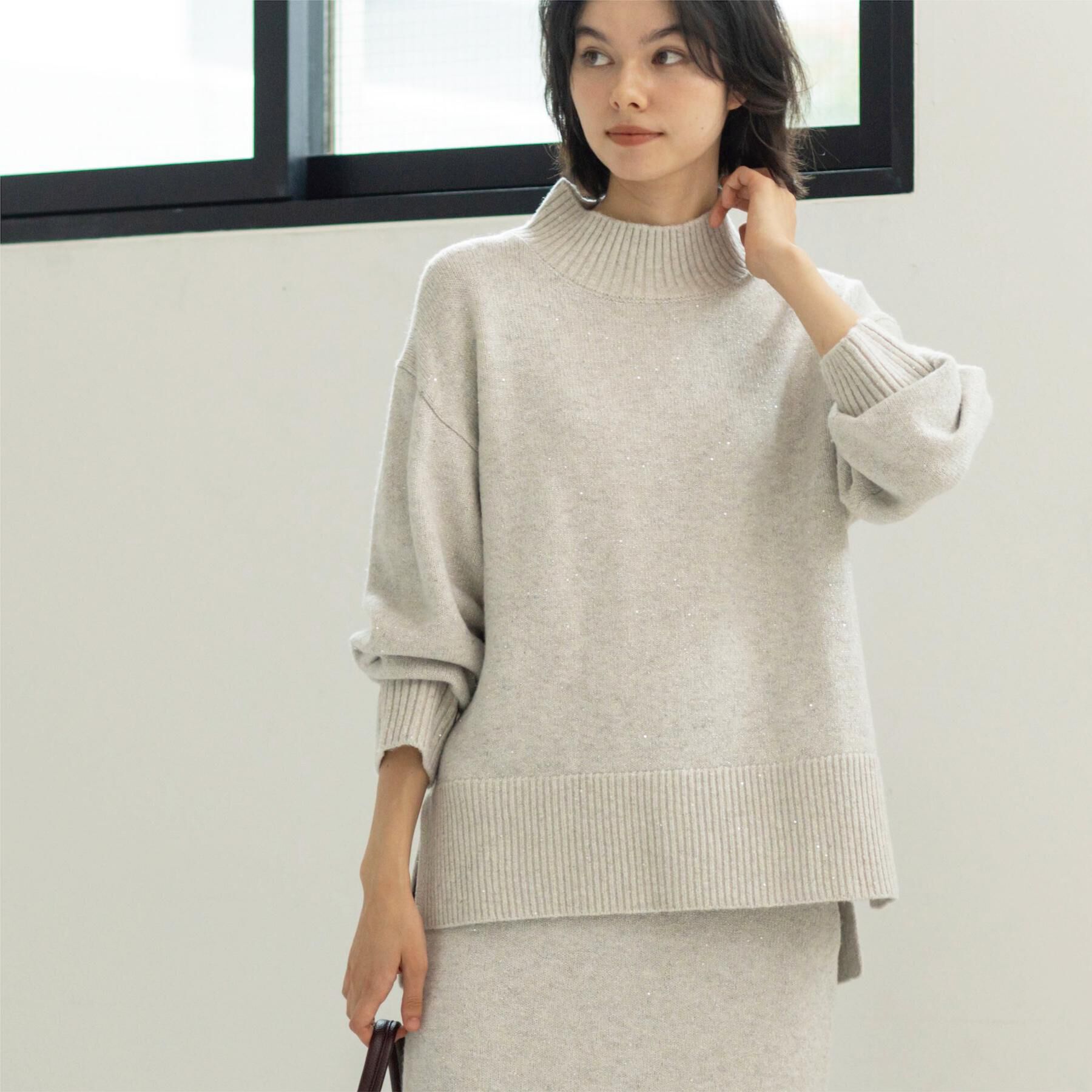 OPAQUE.CLIP「ラメスパンコールハイネックニット/セットアップ対応可【洗濯機OK】」|ニット・セーター|