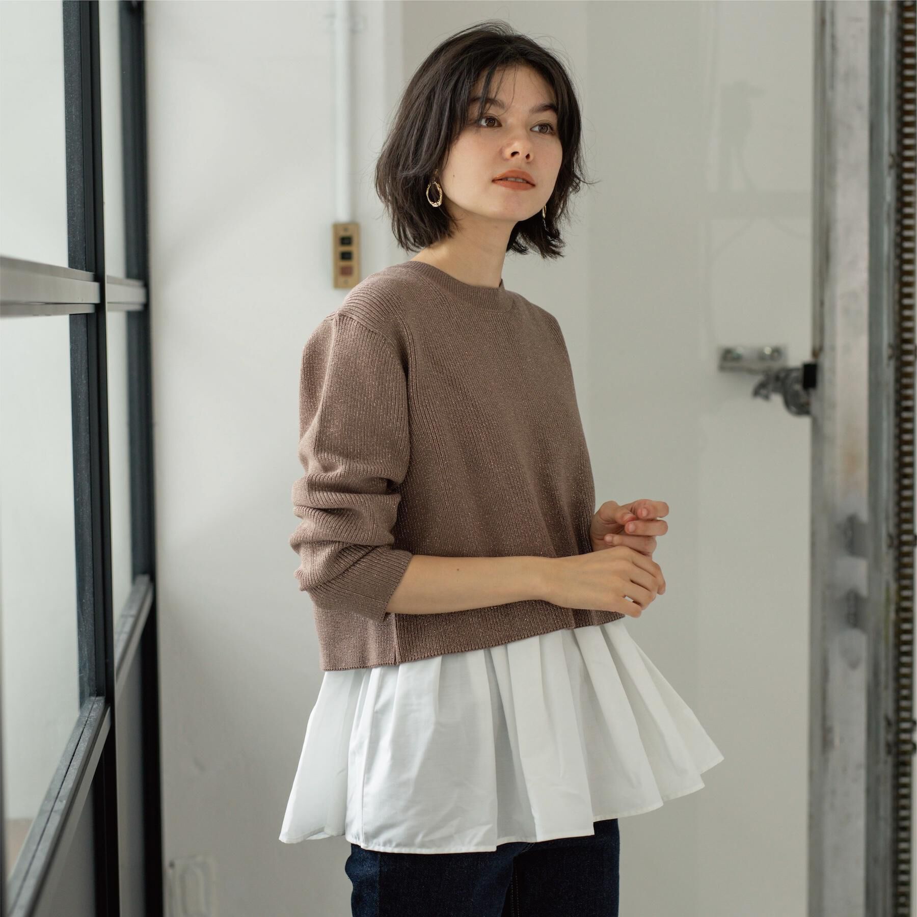 OPAQUE.CLIP「《ツインセット》ショートラメニット&times;フレアタンクトップ【洗濯機OK】」|その他|