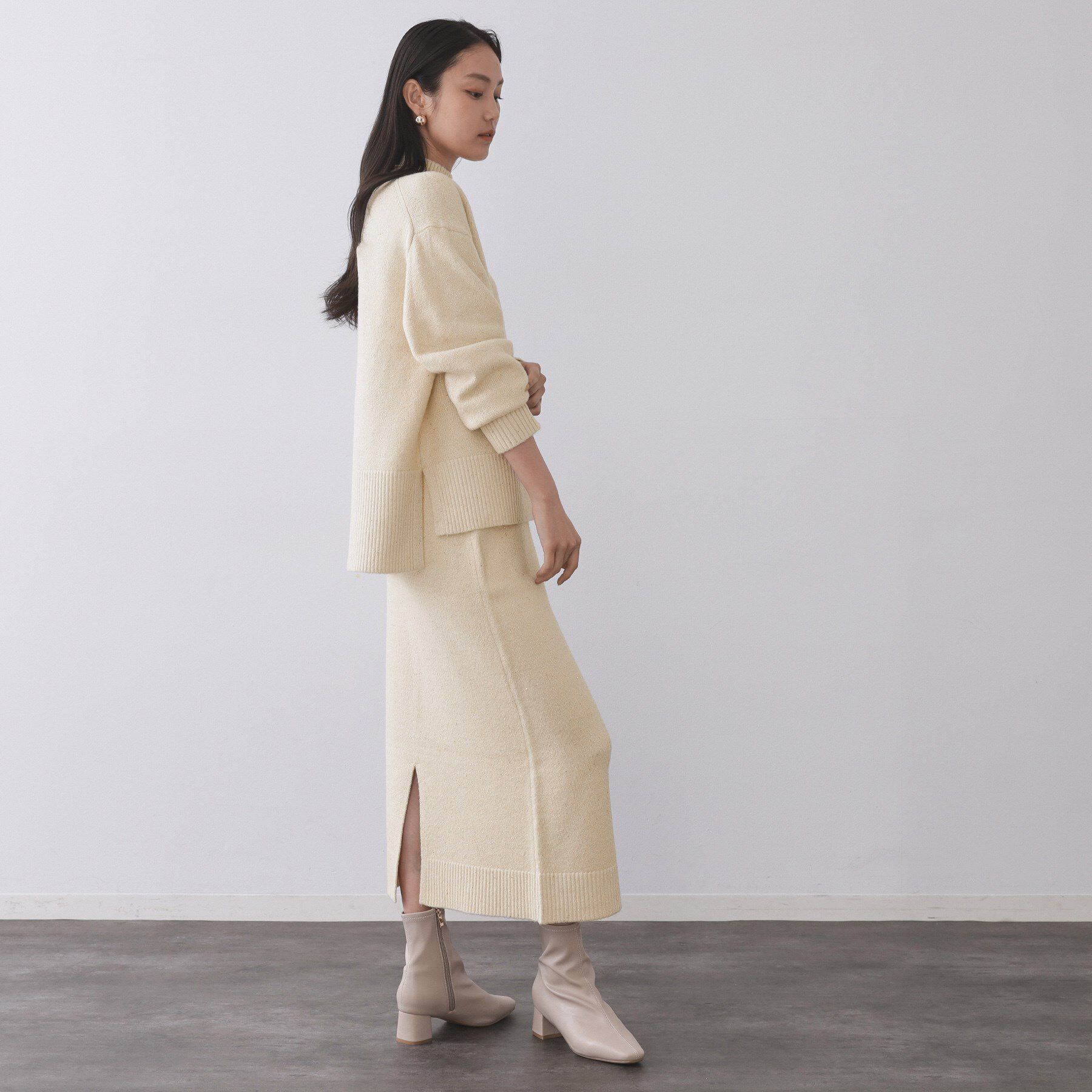 OPAQUE.CLIP「ラメスパンコールナロースカート/セットアップ対応可【洗濯機OK】」|スカート|