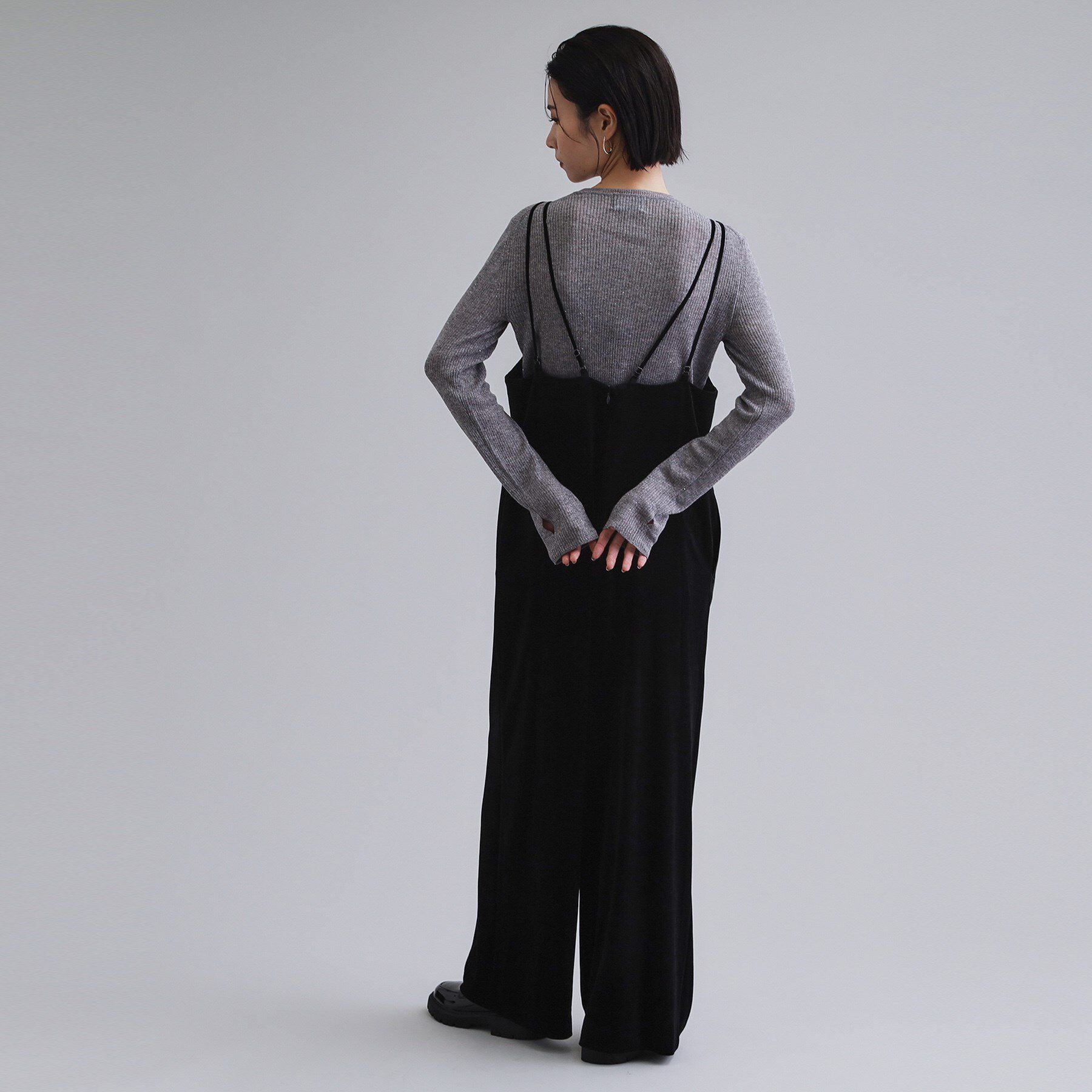 OPAQUE.CLIP「【es】ベロアサロペット【洗濯機OK】」|オールインワン|