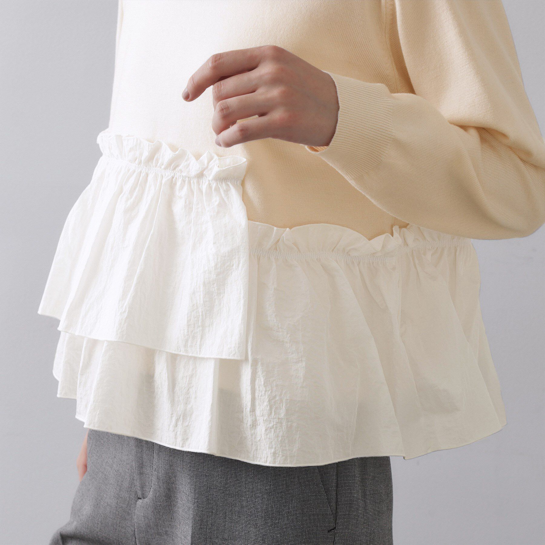 OPAQUE.CLIP「フリルドッキングニット【洗濯機OK】」|ニット・セーター|