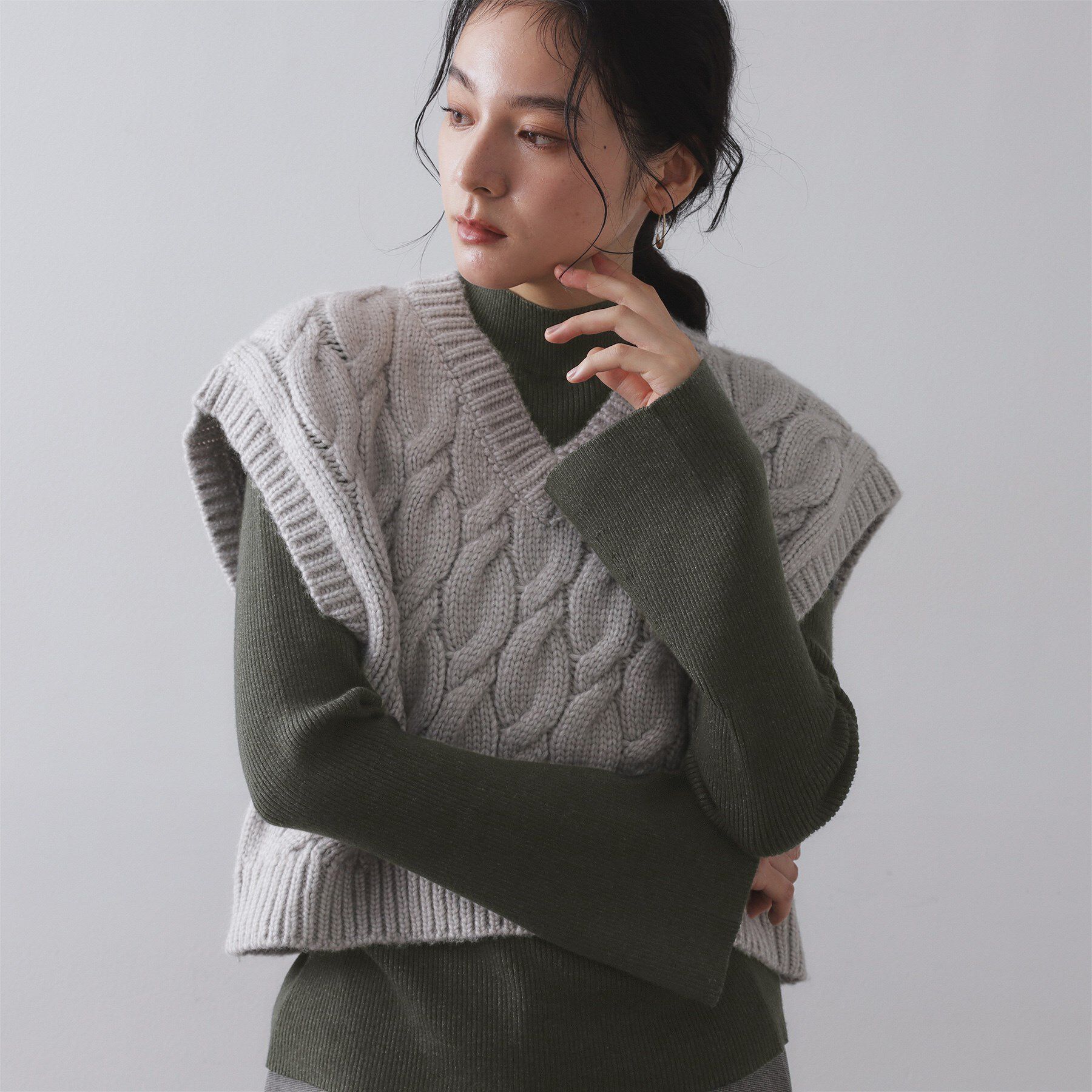 OPAQUE.CLIP「《ツインセット》ベスト&times;リブニット【洗濯機OK】」|その他|