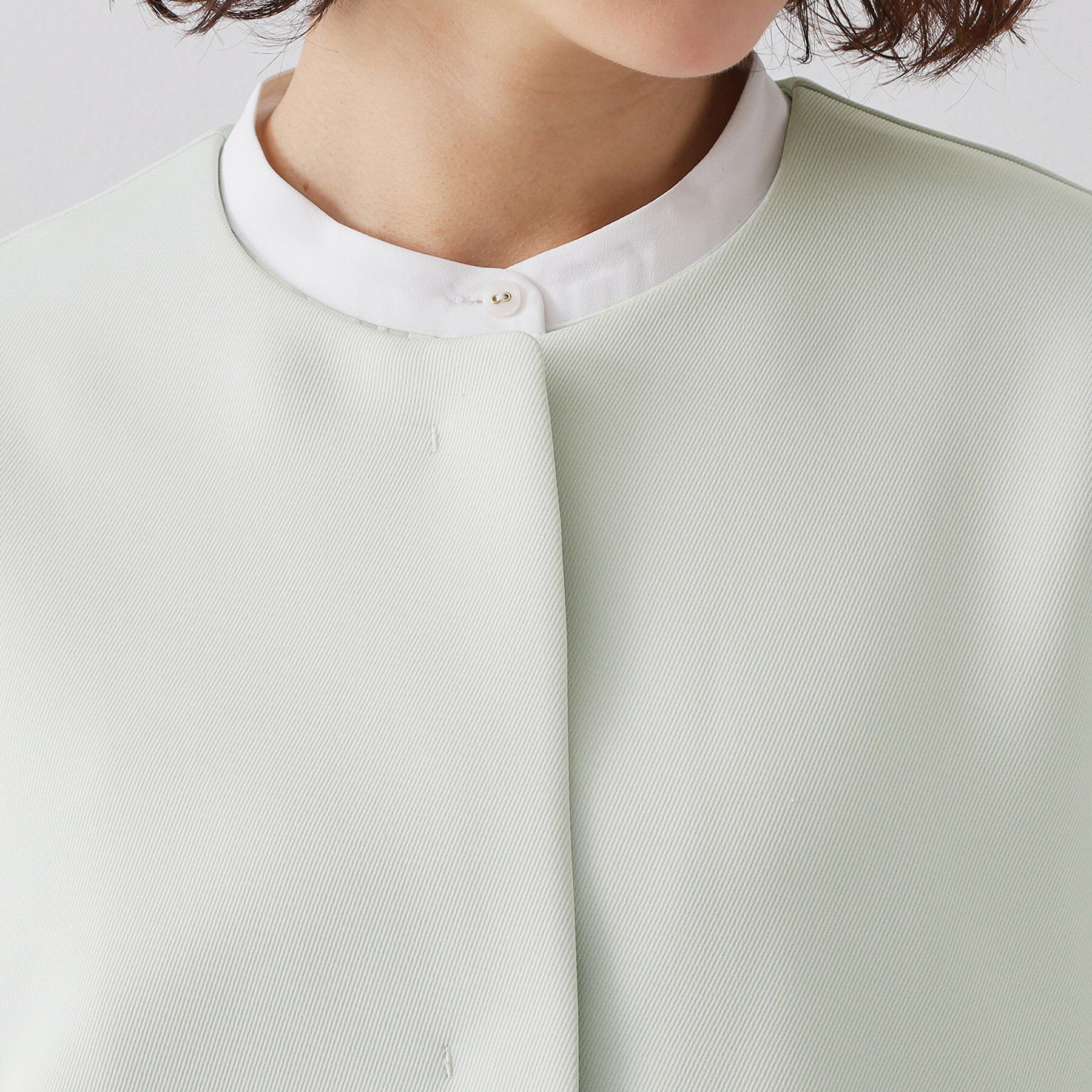 OPAQUE.CLIP「フォルムスリーブミドルコート【洗濯機OK】」|ノーカラーコート|