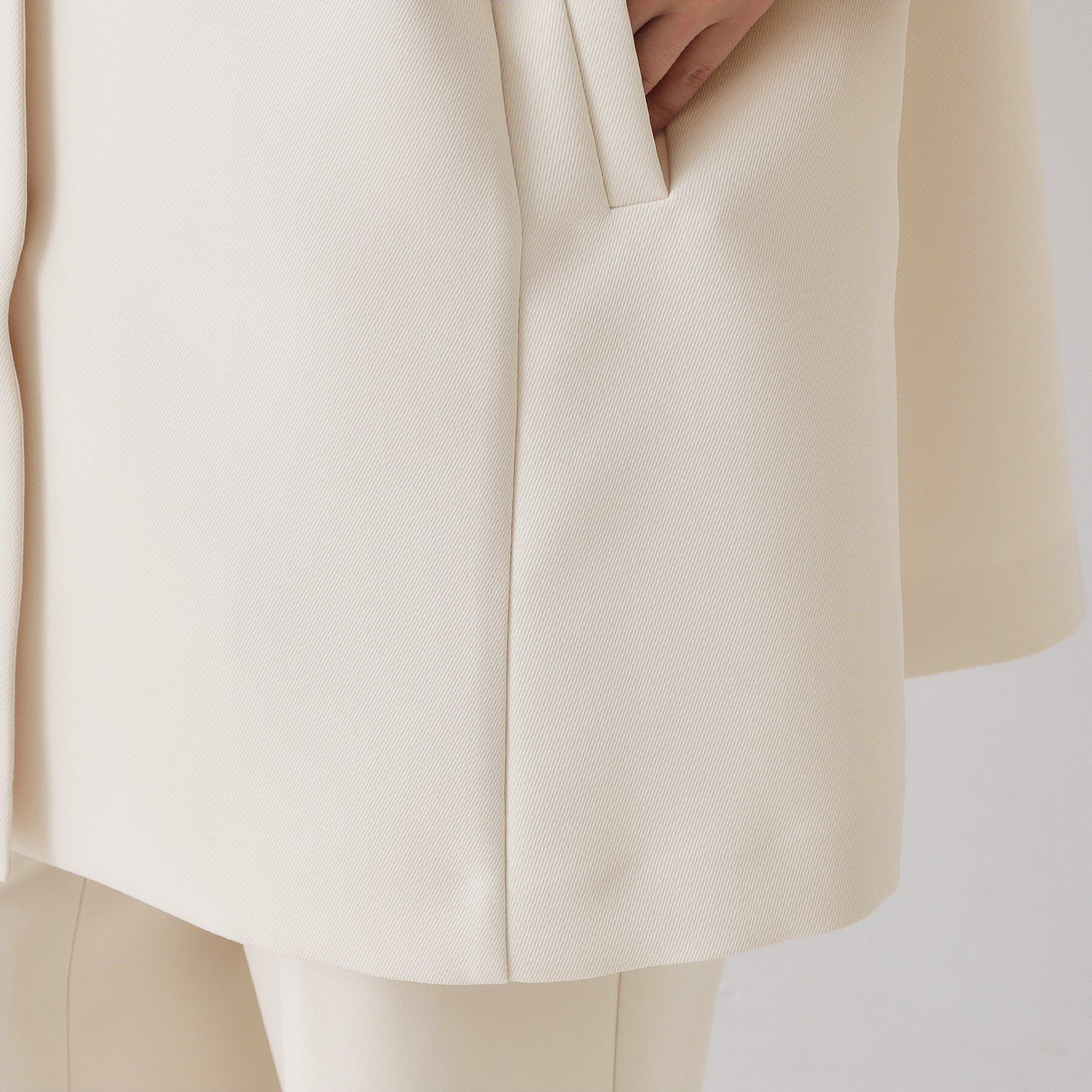 OPAQUE.CLIP「フレアスリーブミドルコート【洗濯機OK】」|ノーカラーコート|